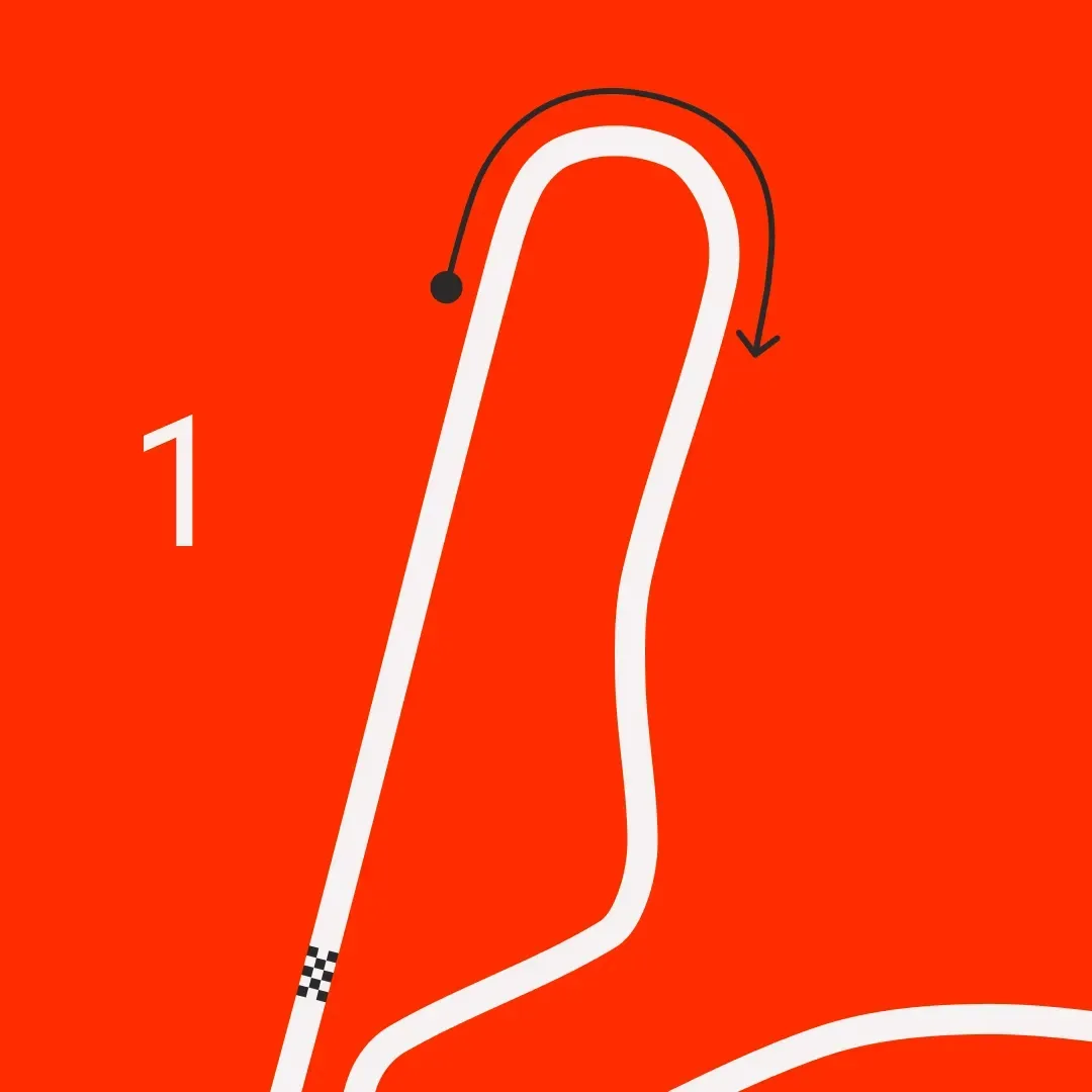 Tarzan Corner: View of Tarzan Corner at Circuit Zandvoort, the first turn of the Dutch Grand Prix circuit, featuring its distinctive banked profile.