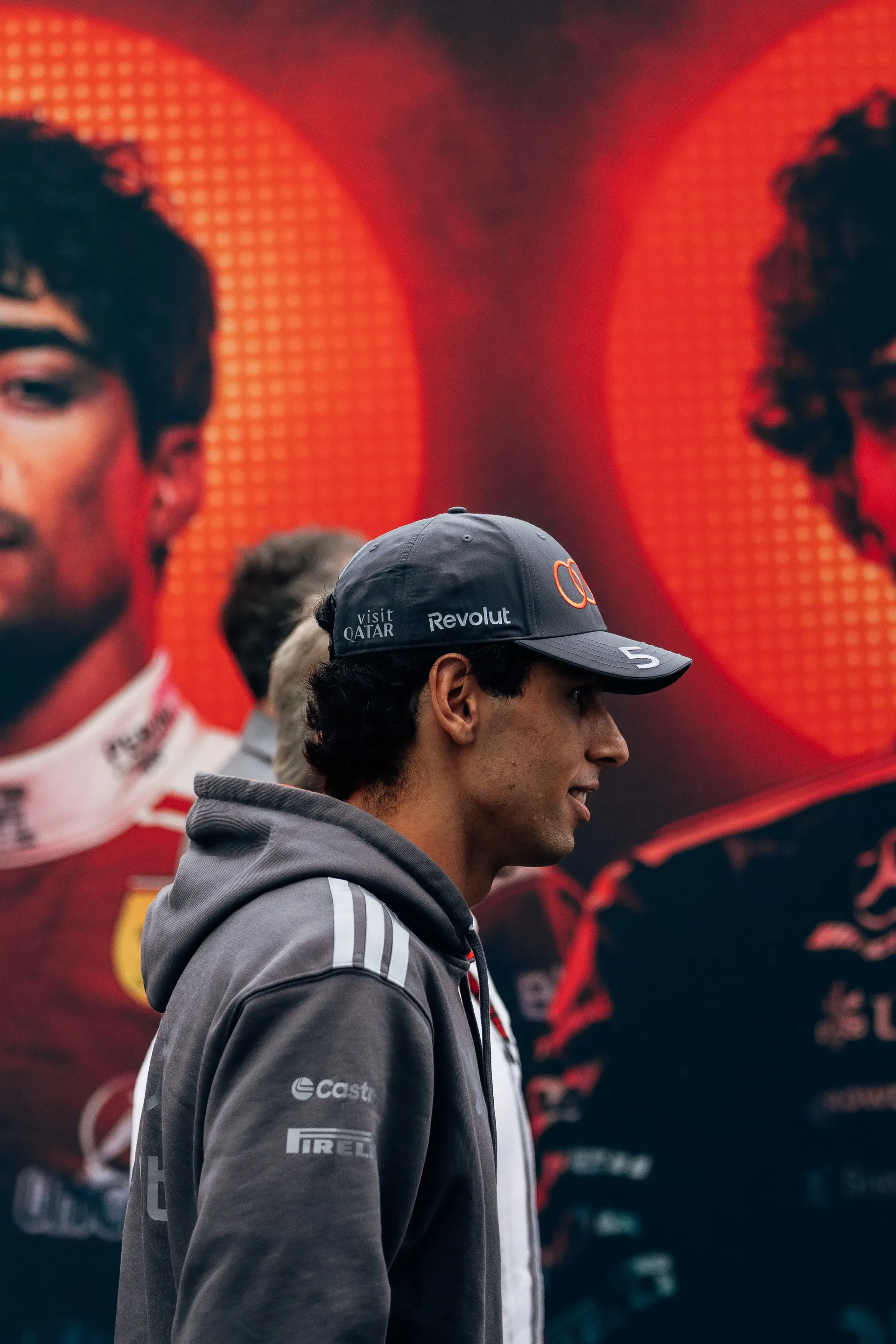 Audi Revolut F1® Team driver Gabriel Bortoleto arriving at the Dutch Grand Prix paddock.