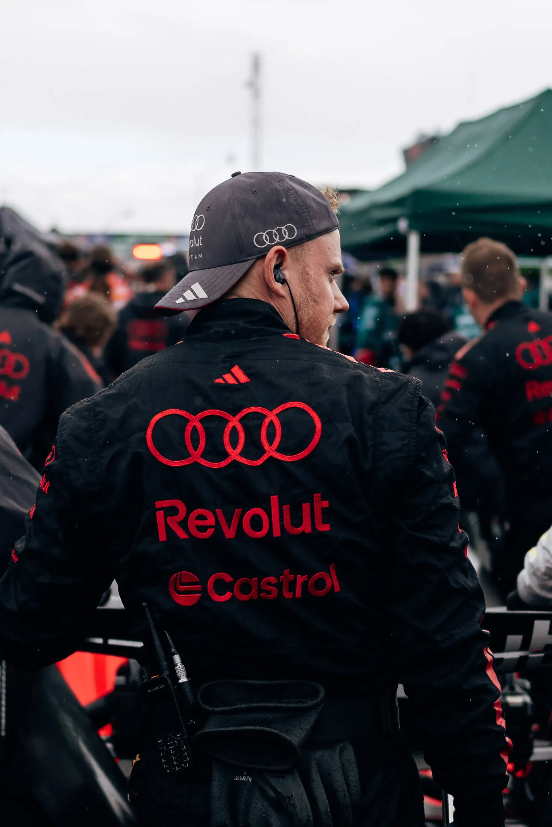 Audi Revolut F1® Team mechanic stands in the paddock ahead of the Dutch Grand Prix.