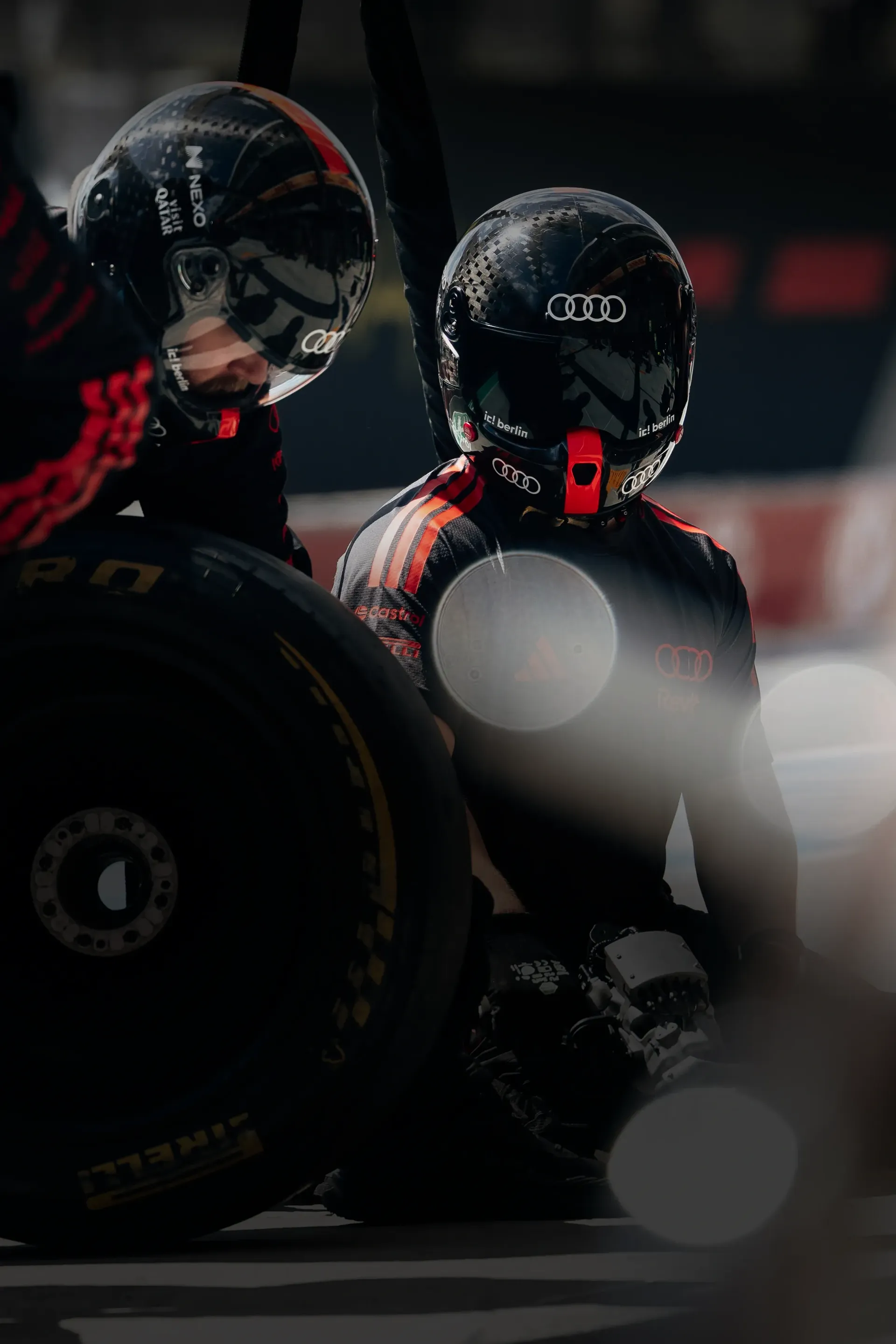 Audi Revolut F1® Team mechanics during pitstop action at the Hungarian GP 2026