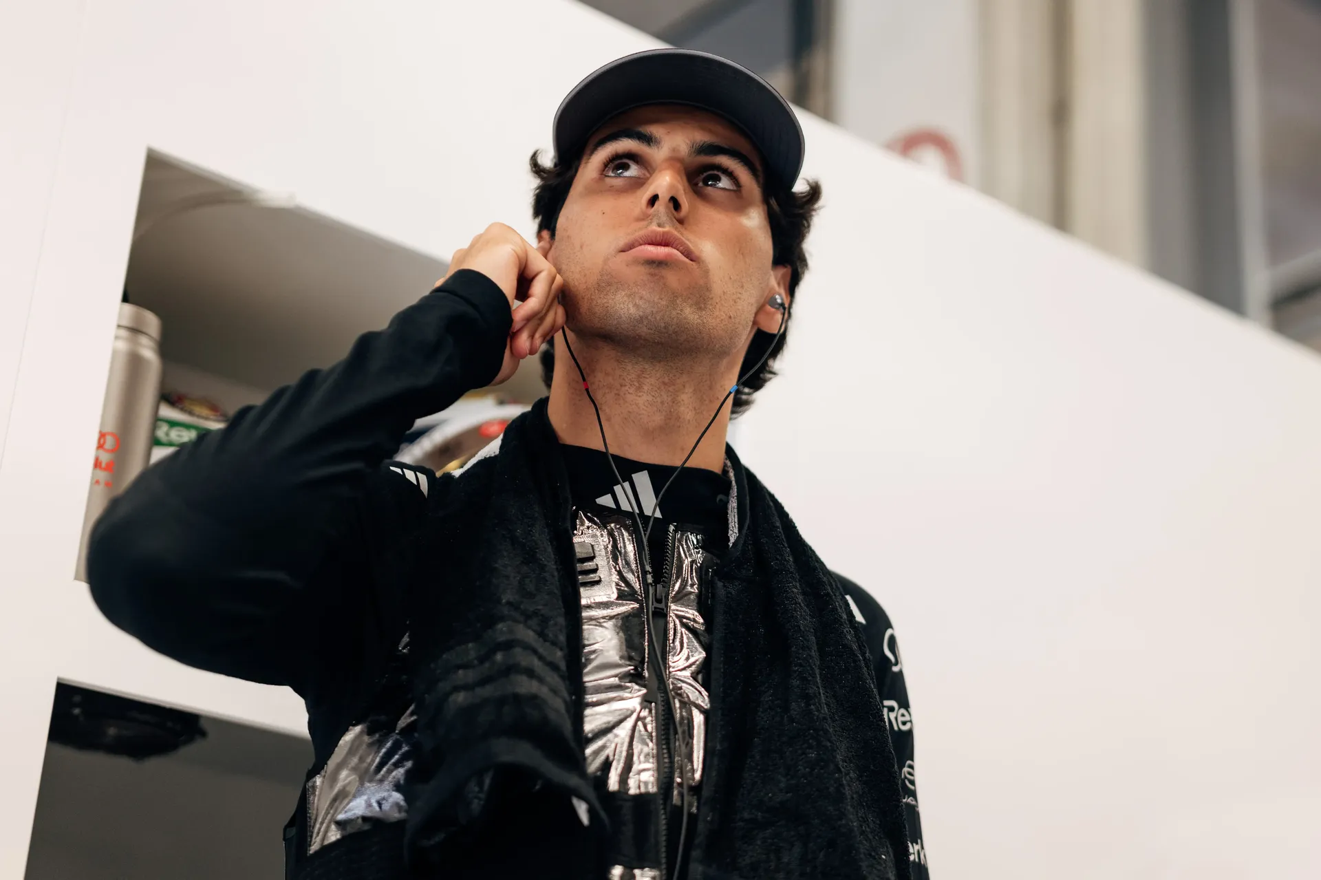 Audi Revolut F1® Team driiver Gabriel Bortoleto inside the garage at the Hungarian GP 2026