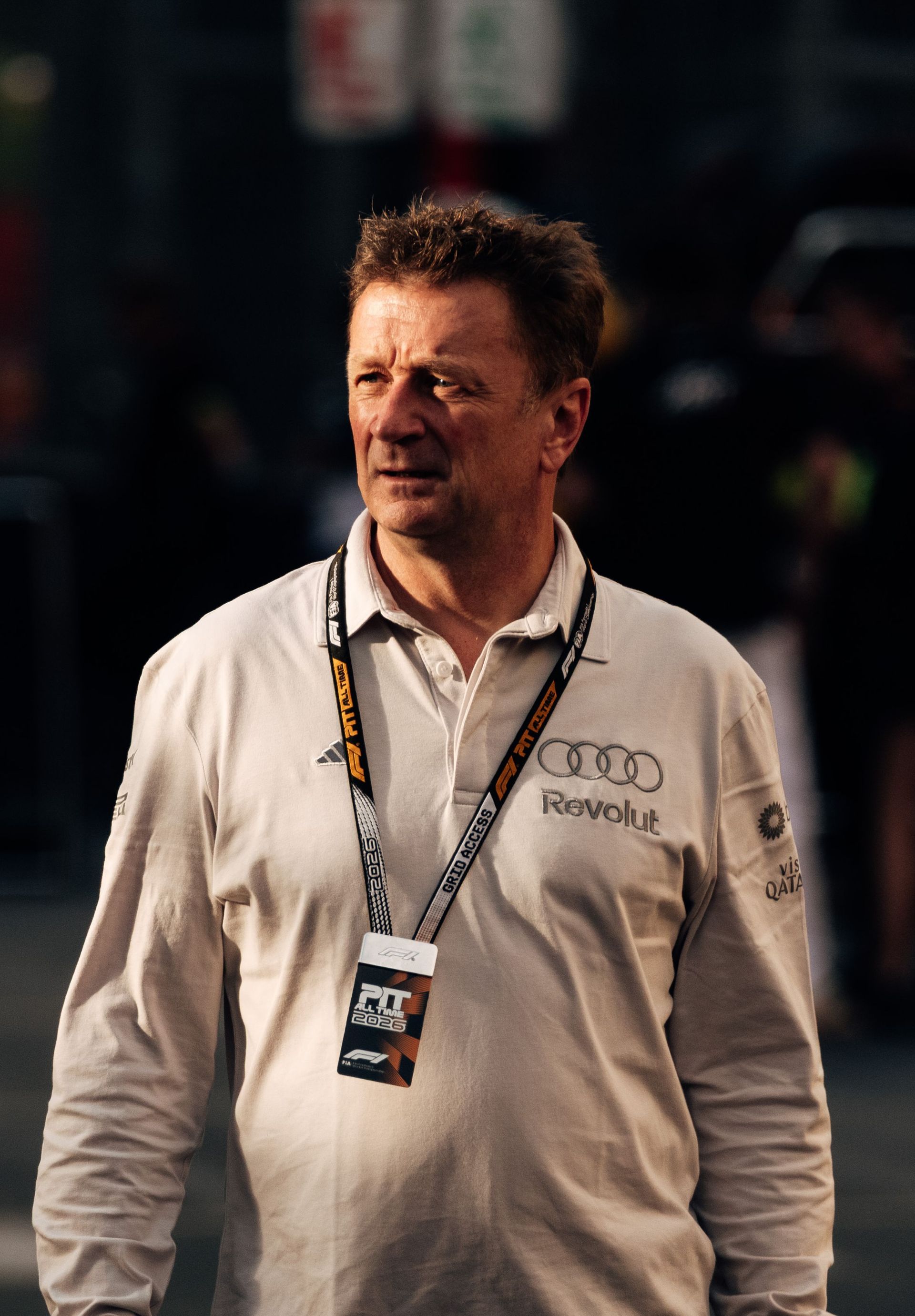 Audi Revolut F1® Team racing director Allan McNish walks around the paddock at the Monaco Grand Prix 2026