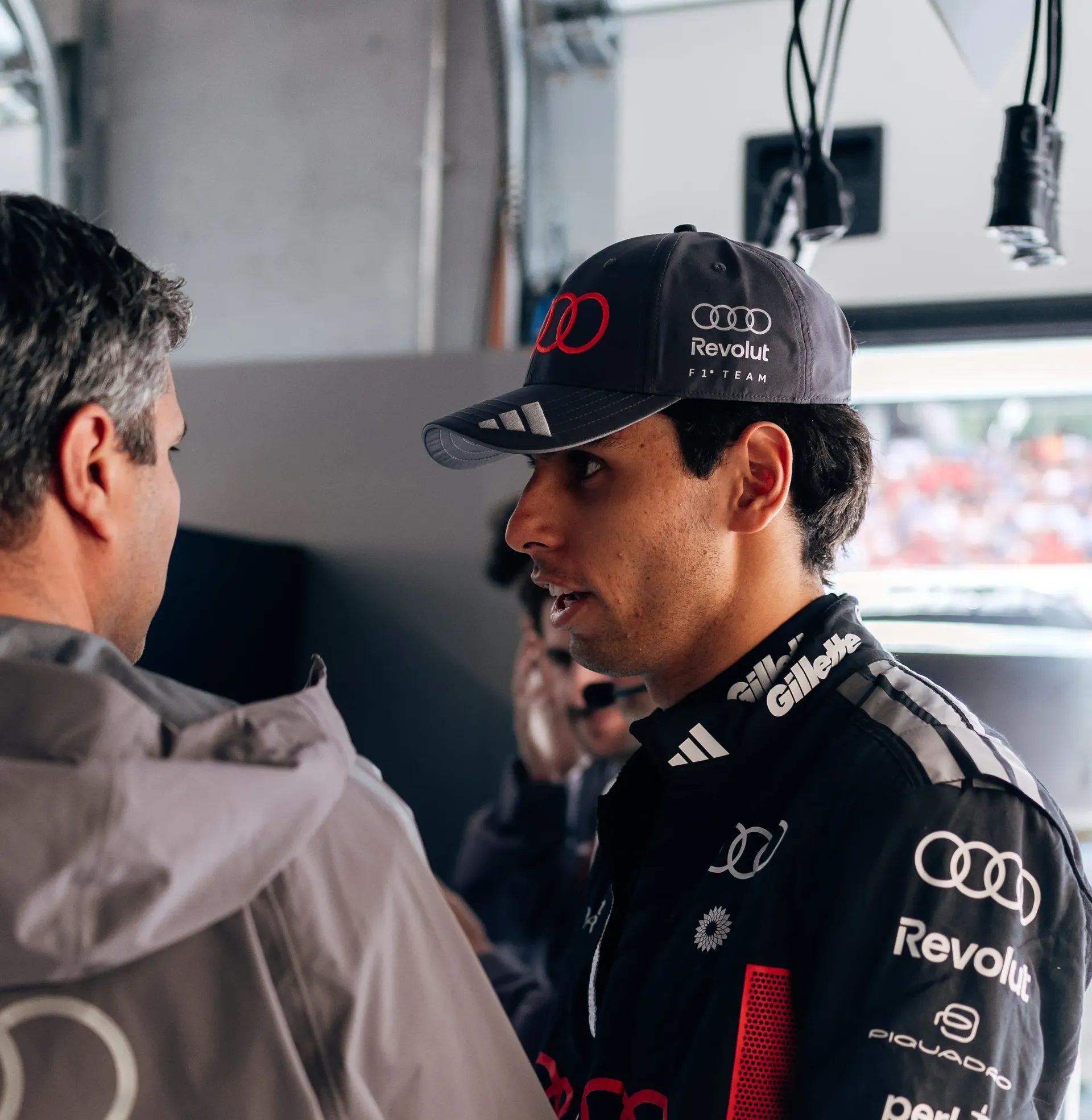 Audi Revolut F1® Team driver Nico Hulkenberg inside the garage at the Hungarian GP 2026