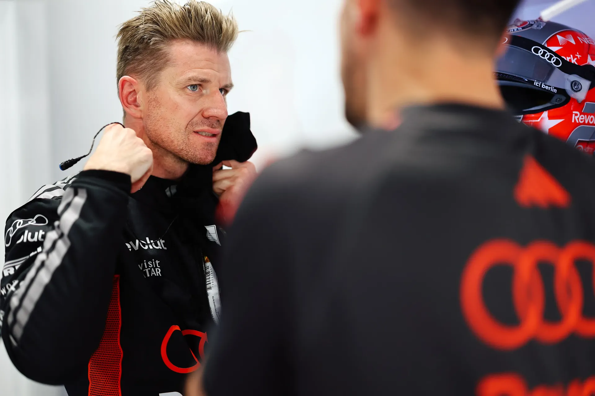 Audi Revolut F1® Team driver Nico Hulkenberg inside the garage at the Hungarian GP 2026