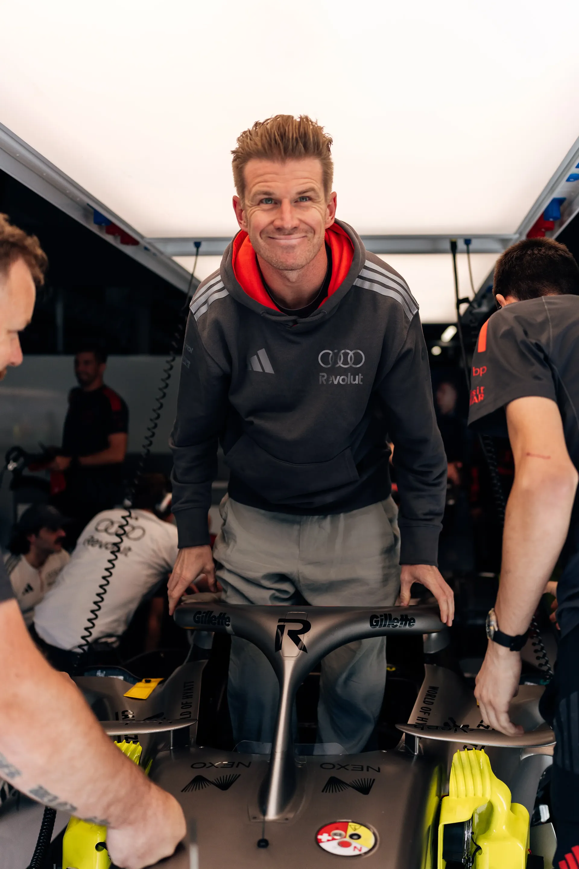 Audi Revolut F1® Team driver Nico Hulkenberg takes part in driver installation ahead of FP1 at the Hungaroring.