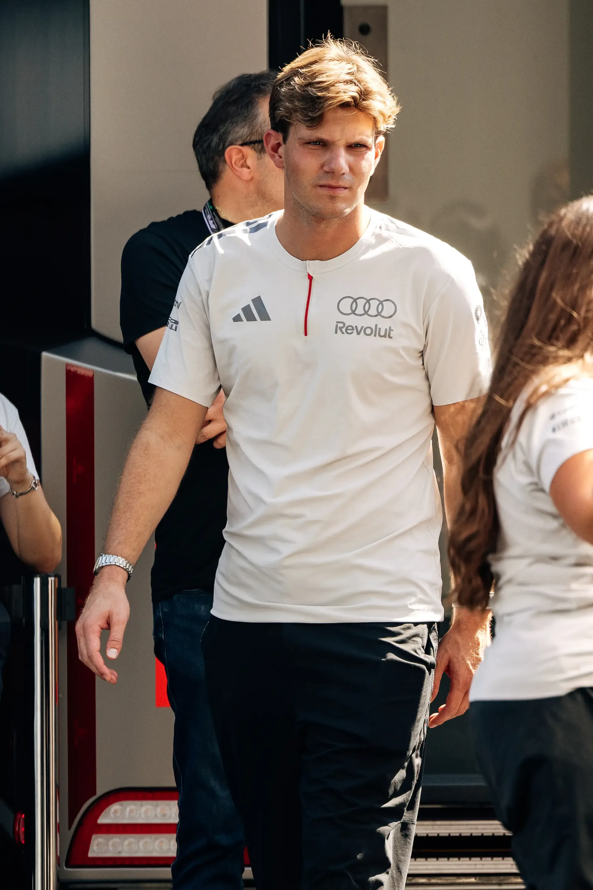 Audi Revolut F1® Team engineer Nico Hulkenberg walking through the paddock