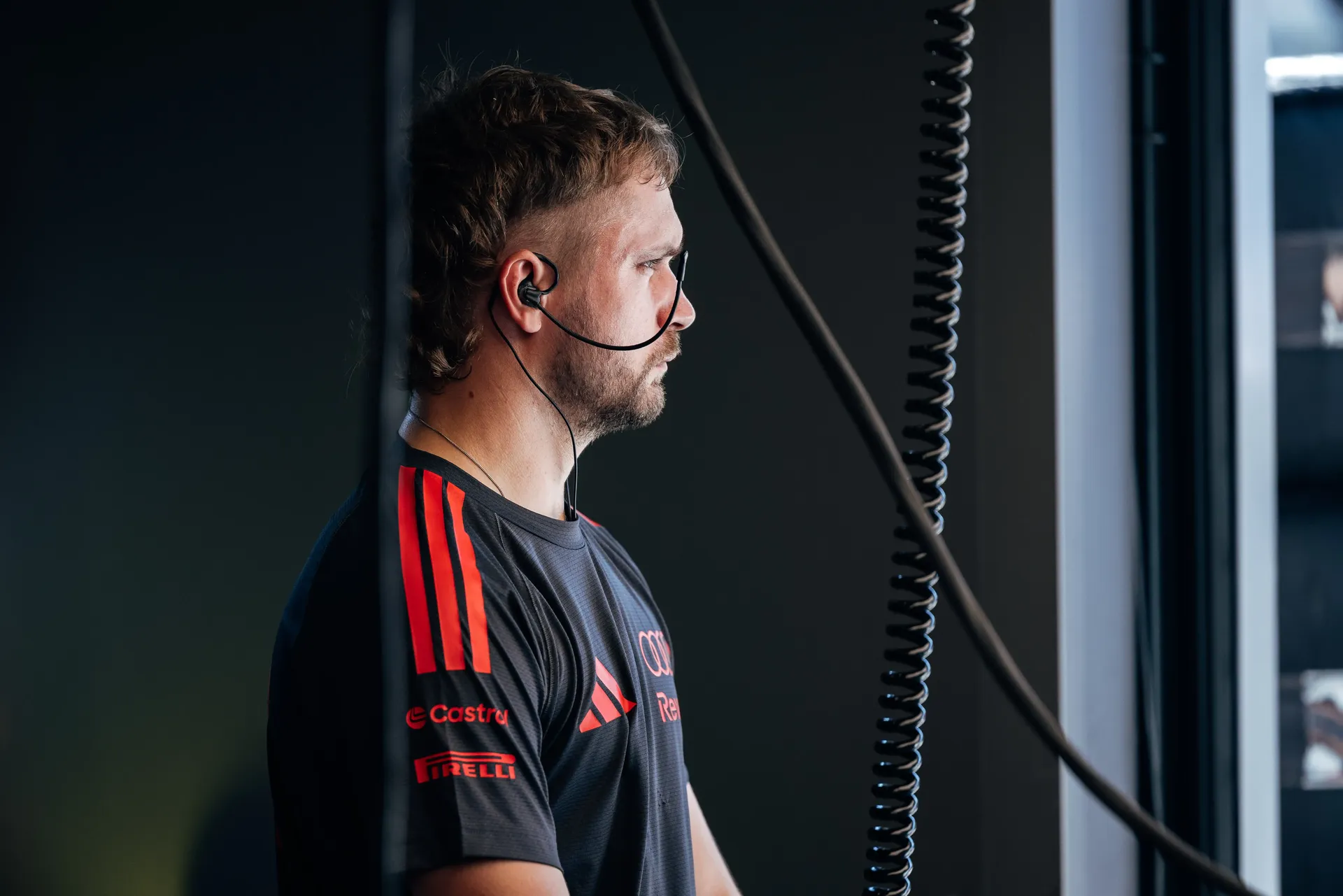 Audi Revolut F1® Team mechanic smiling in the garage