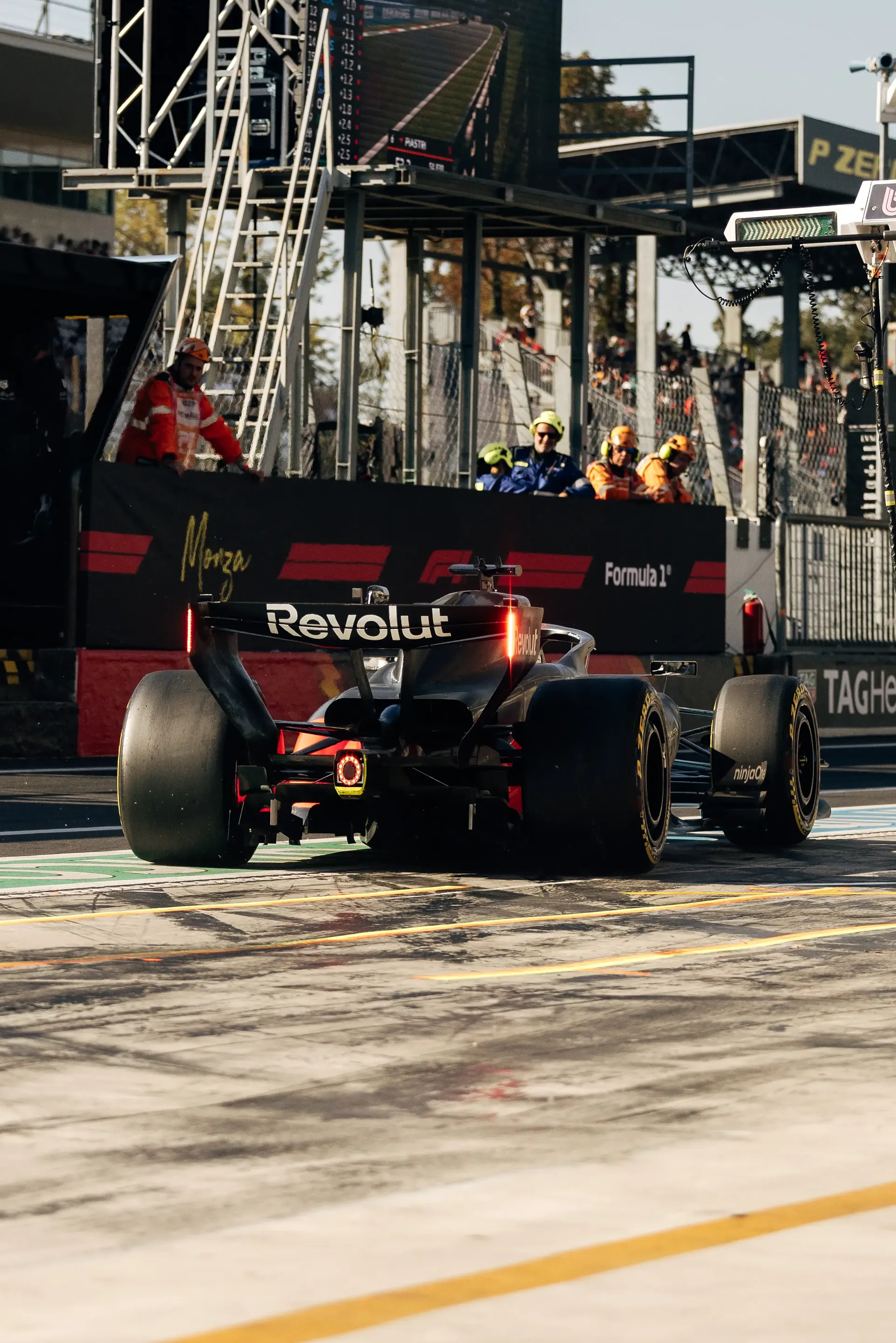 Audi R26 driving through the Monza pit lane