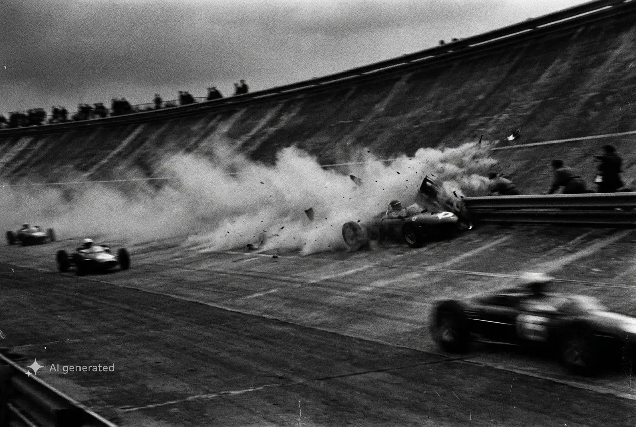Historic Formula 1® cars racing on Monza’s steeply banked circuit