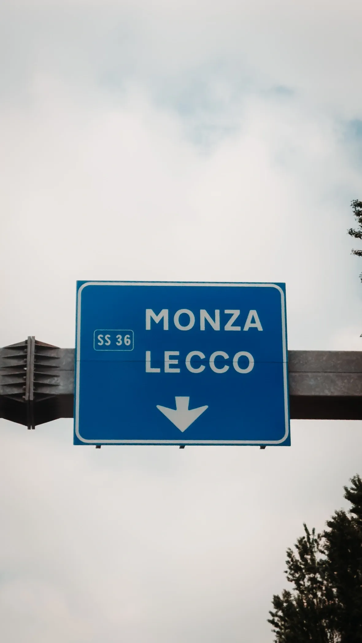 Monza Lecco road sign near the Monza circuit