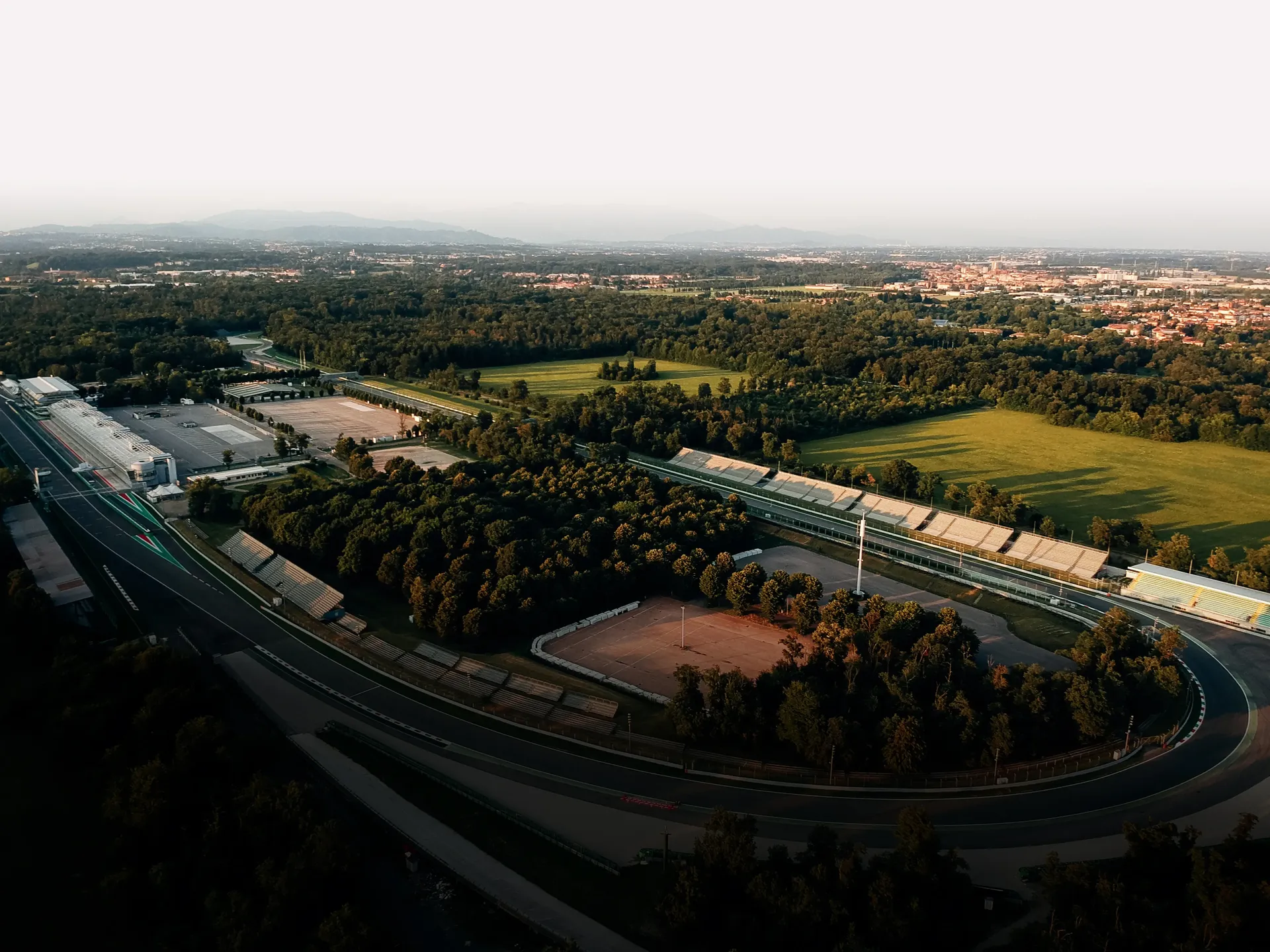 Aerial view of the Monza circuit and surrounding park