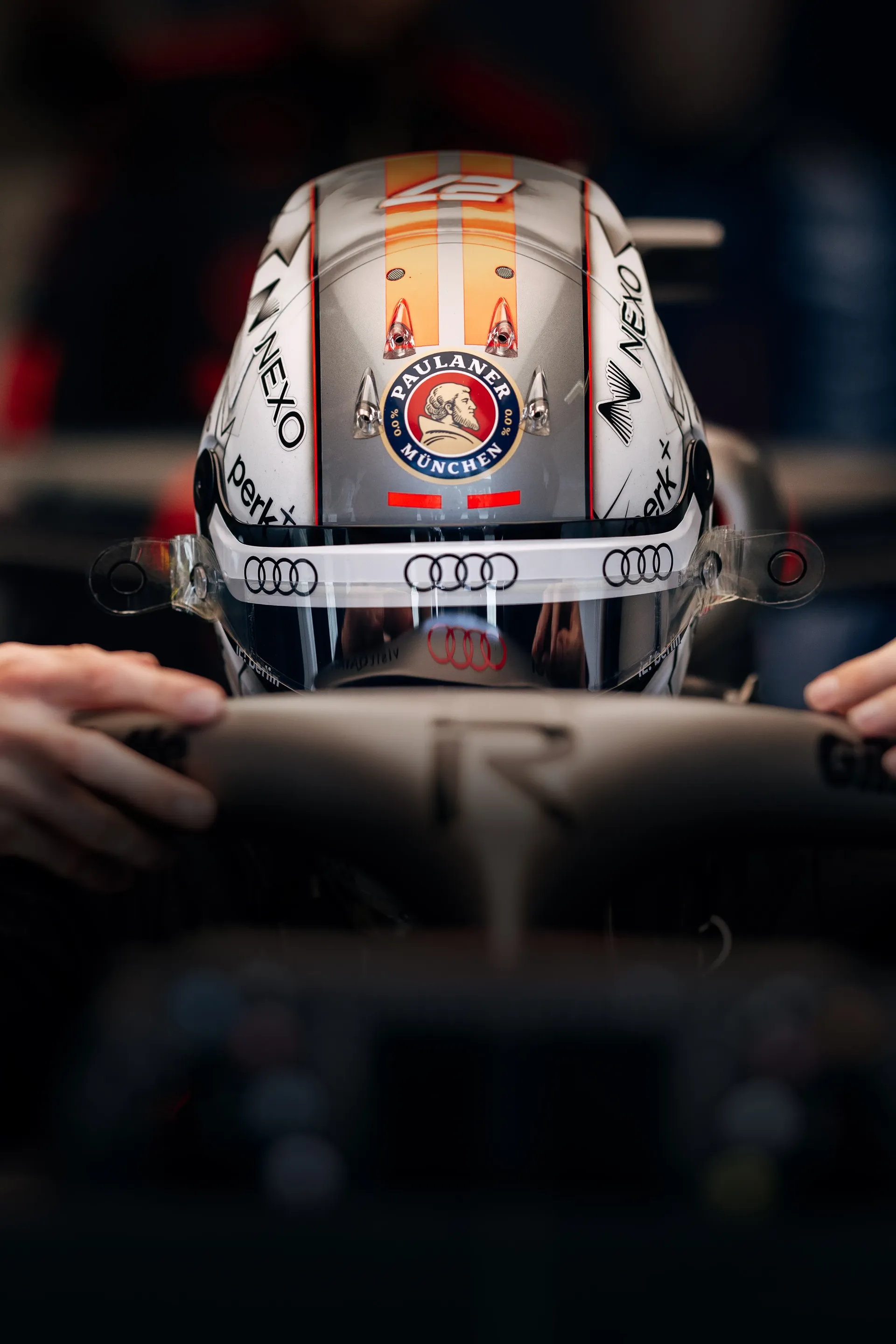 Cockpit close-up of Audi Revolut F1® Team driver Nico Hulkenberg inside the garage at the Italian GP 2026