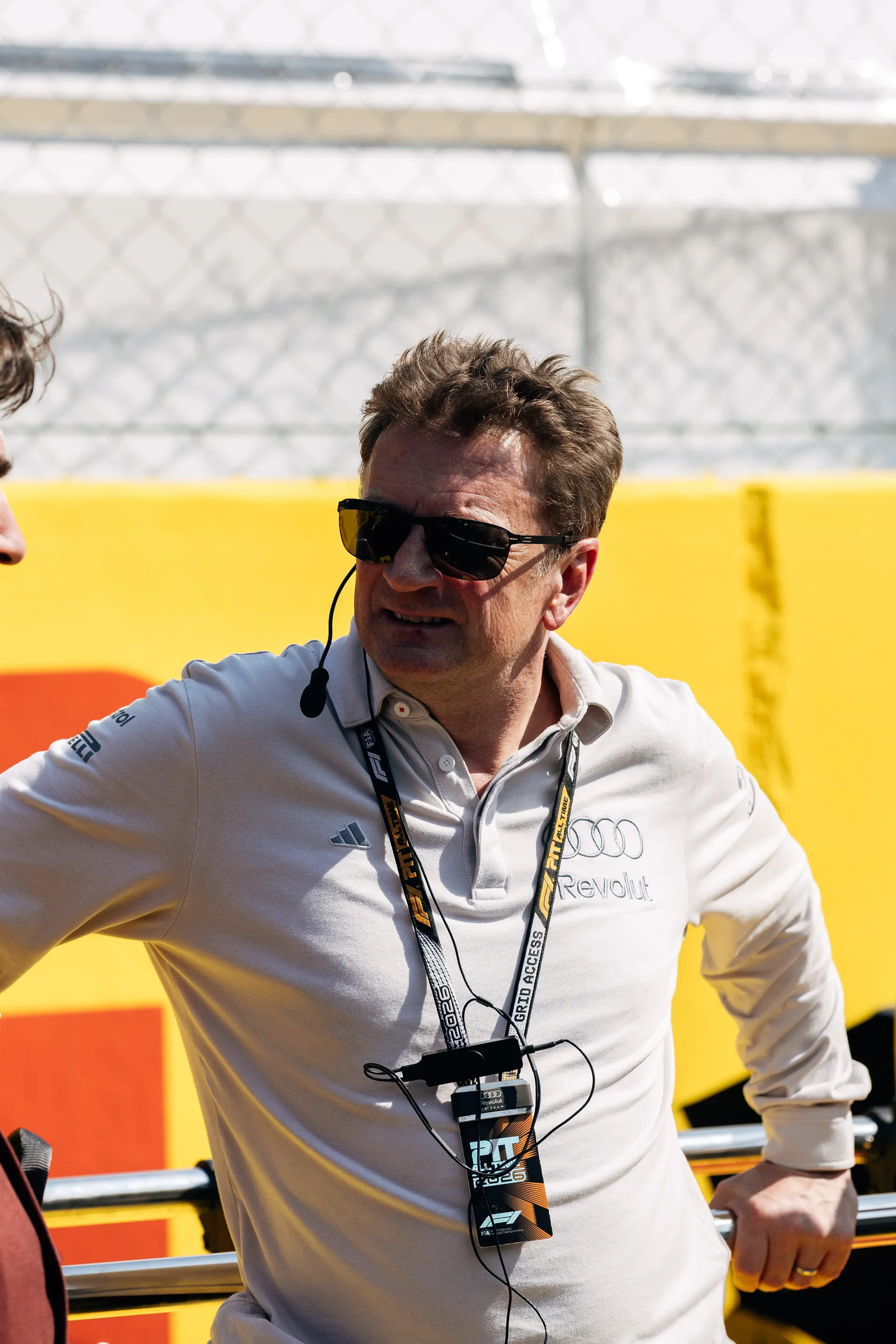 Audi Revolut F1® Team racing dirtector Allan McNish standing beside the track at Monza