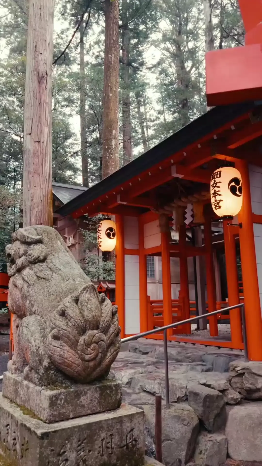 Red torii gate surrounded by forest near Suzuka, a cultural landmark visited during the Japanese Grand Prix weekend