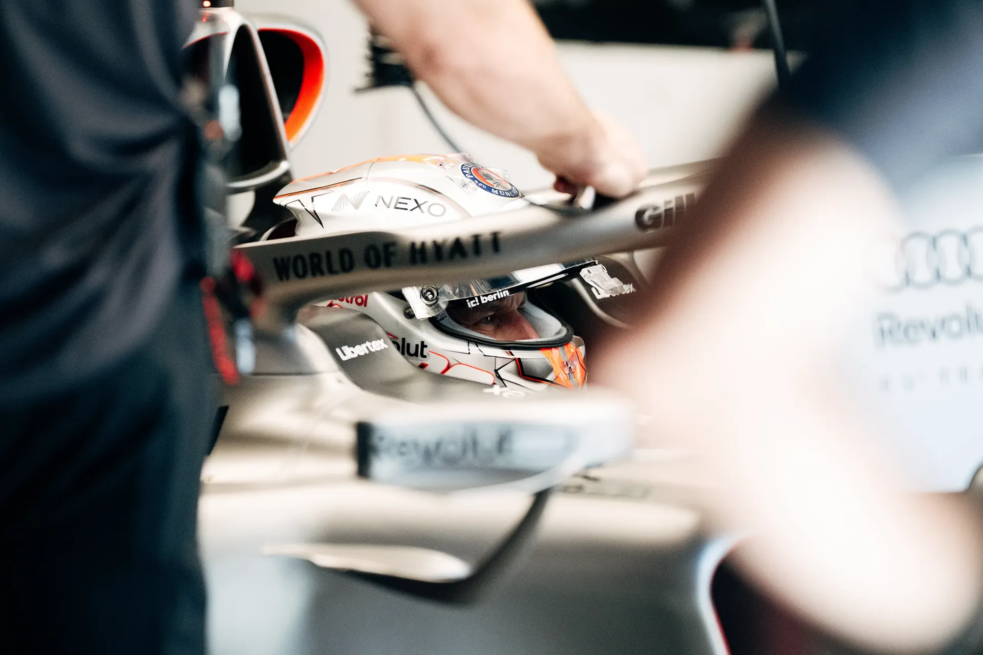 Hulkenberg leaving the garage during the spanish grand prix