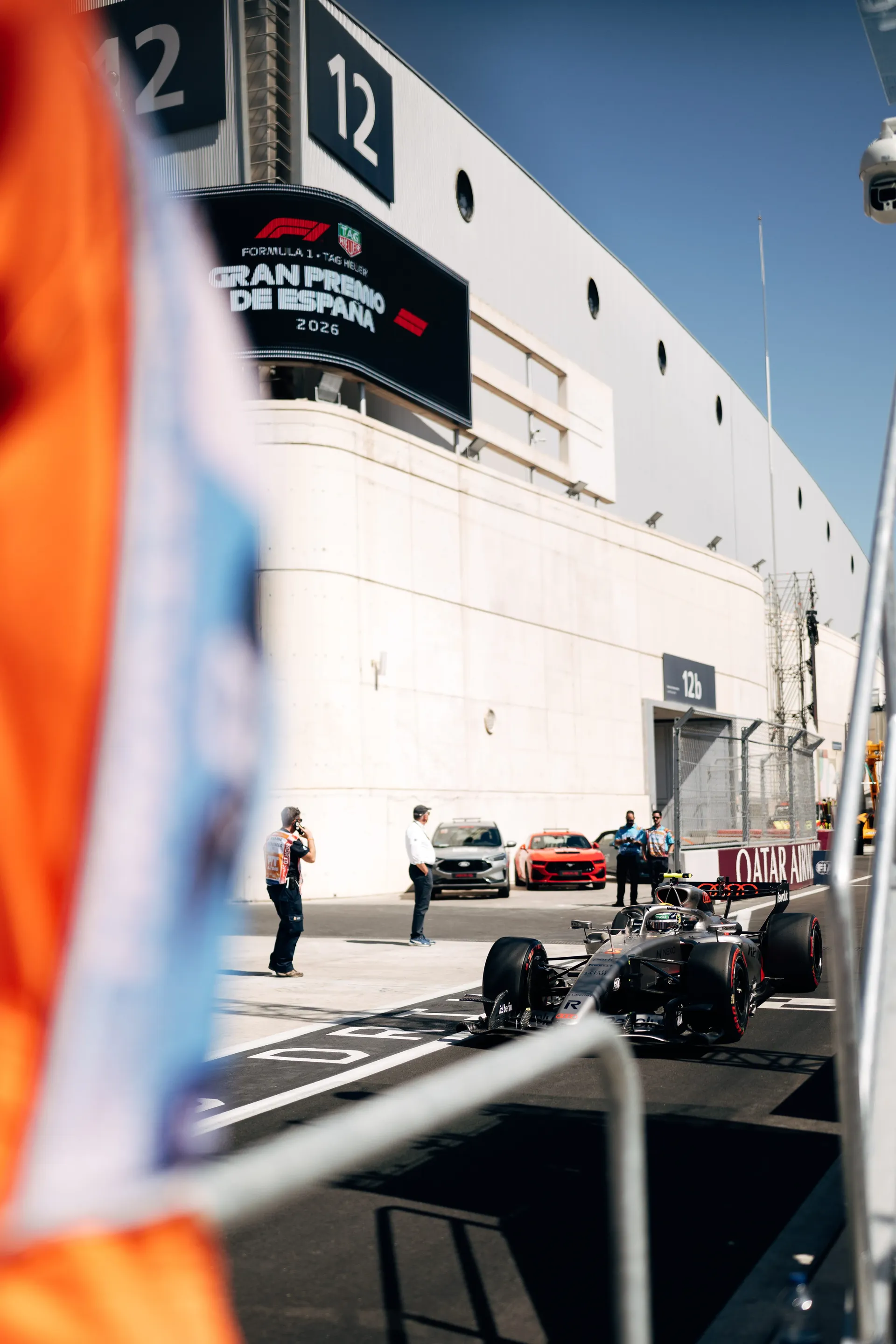 Car of the Audi Revolut F1® Team in the pit lane at the Madring in Madrid