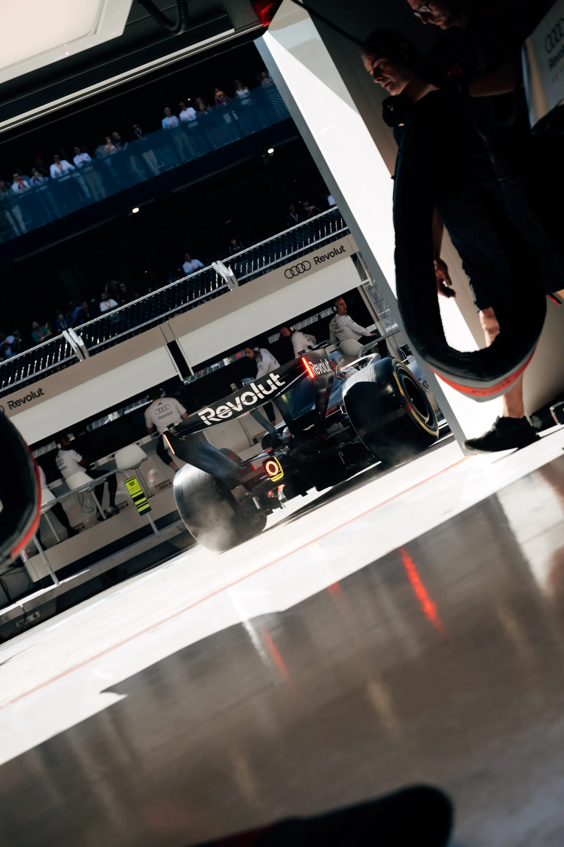 Audi Revolut F1® Team car returning to the garage during the session in Madrid