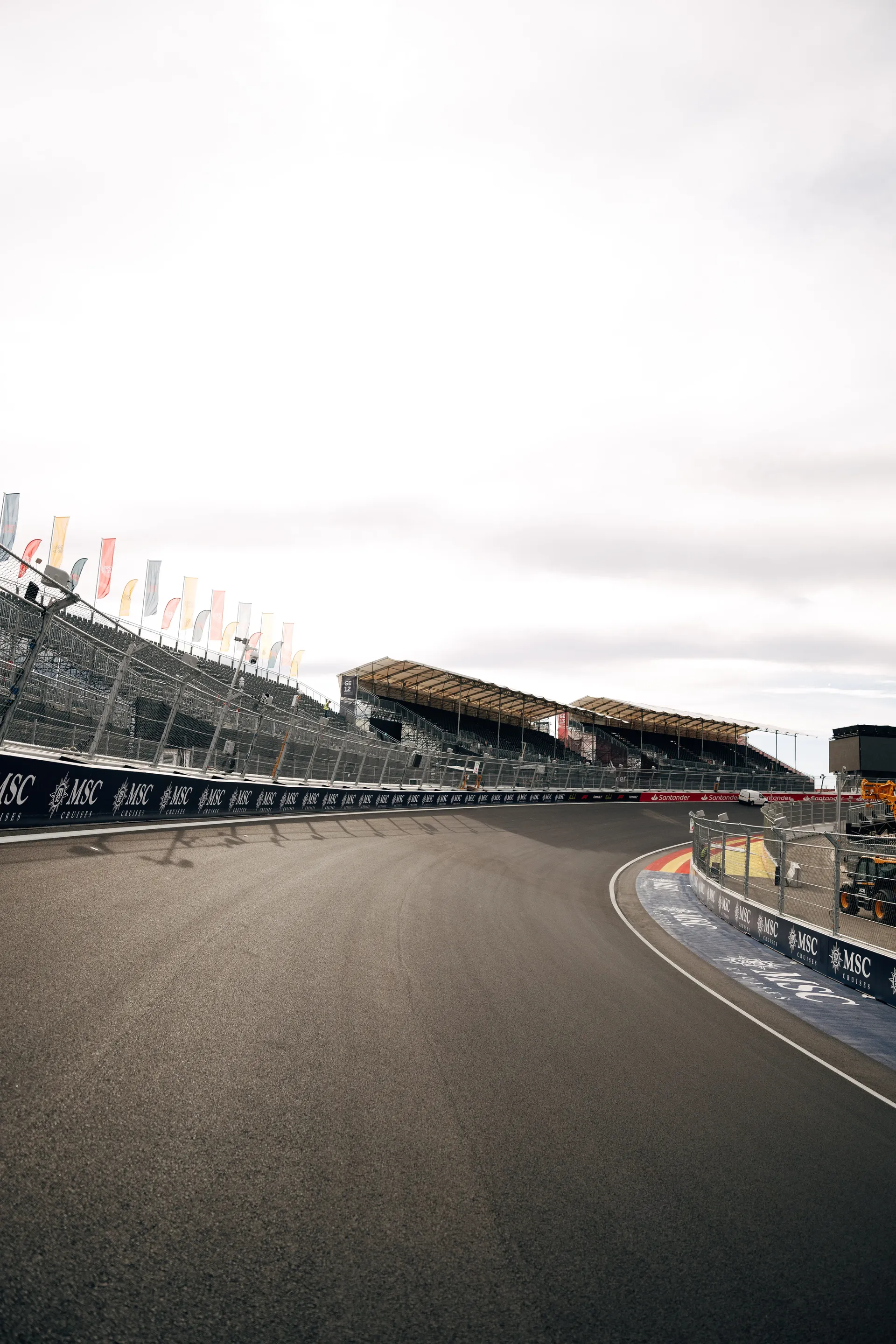 Empty corner of the Madring with grandstands ahead of the Audi Revolut F1® Team race weekend in Madrid