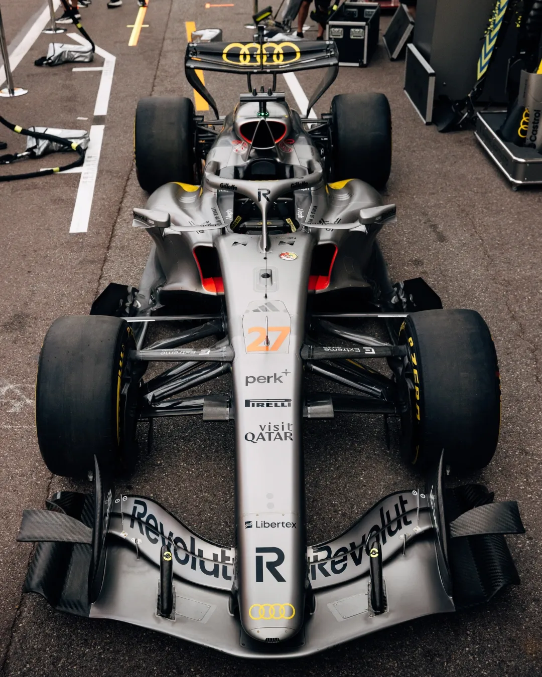Audi Revolut F1® Team at the Monaco Grand Prix 2026 featuring the yellow suites