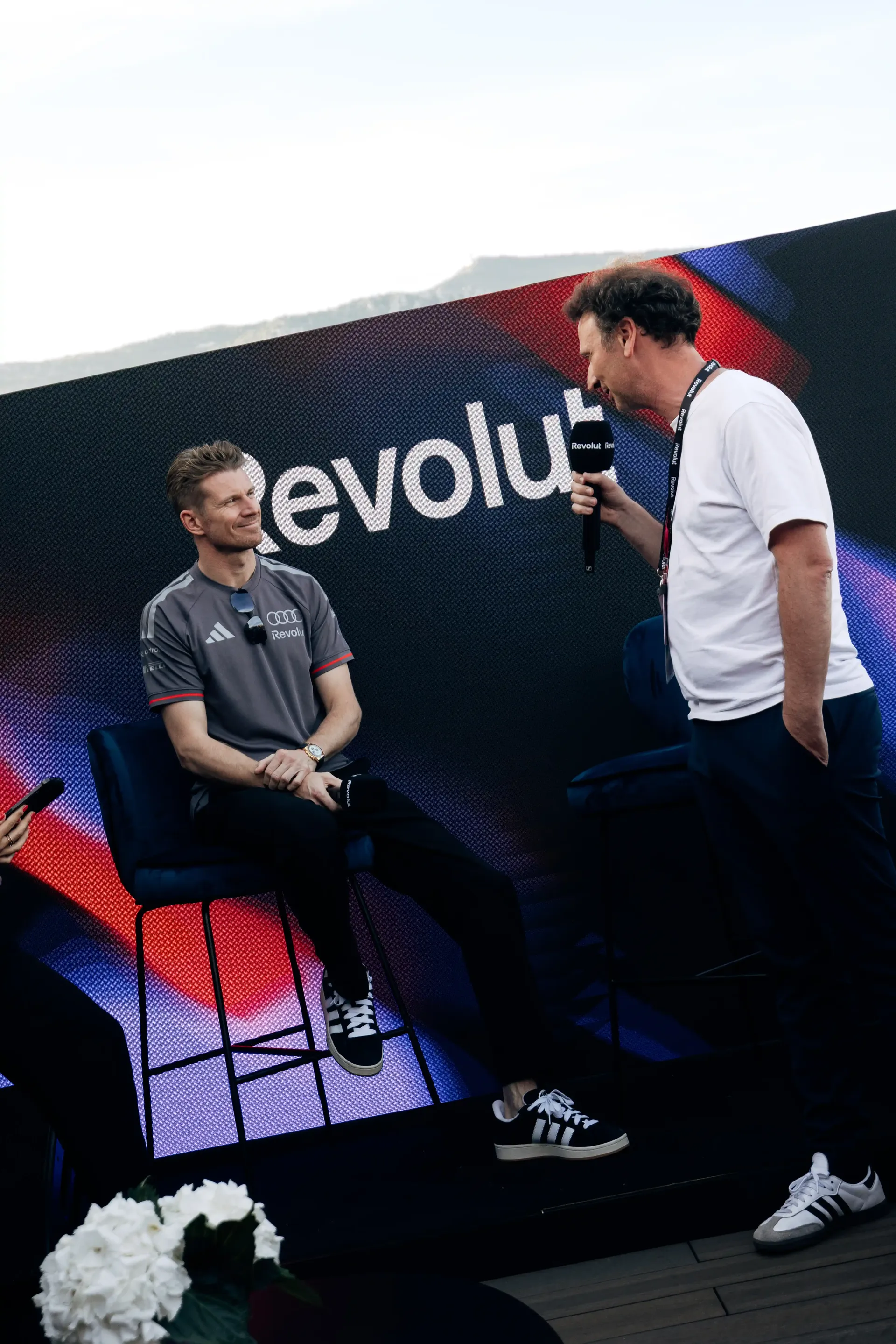 Nico Hulkenberg, Audi Revolut F1® Team driver, takes part in a Q&A session at the Revolut Apartment in Monaco.