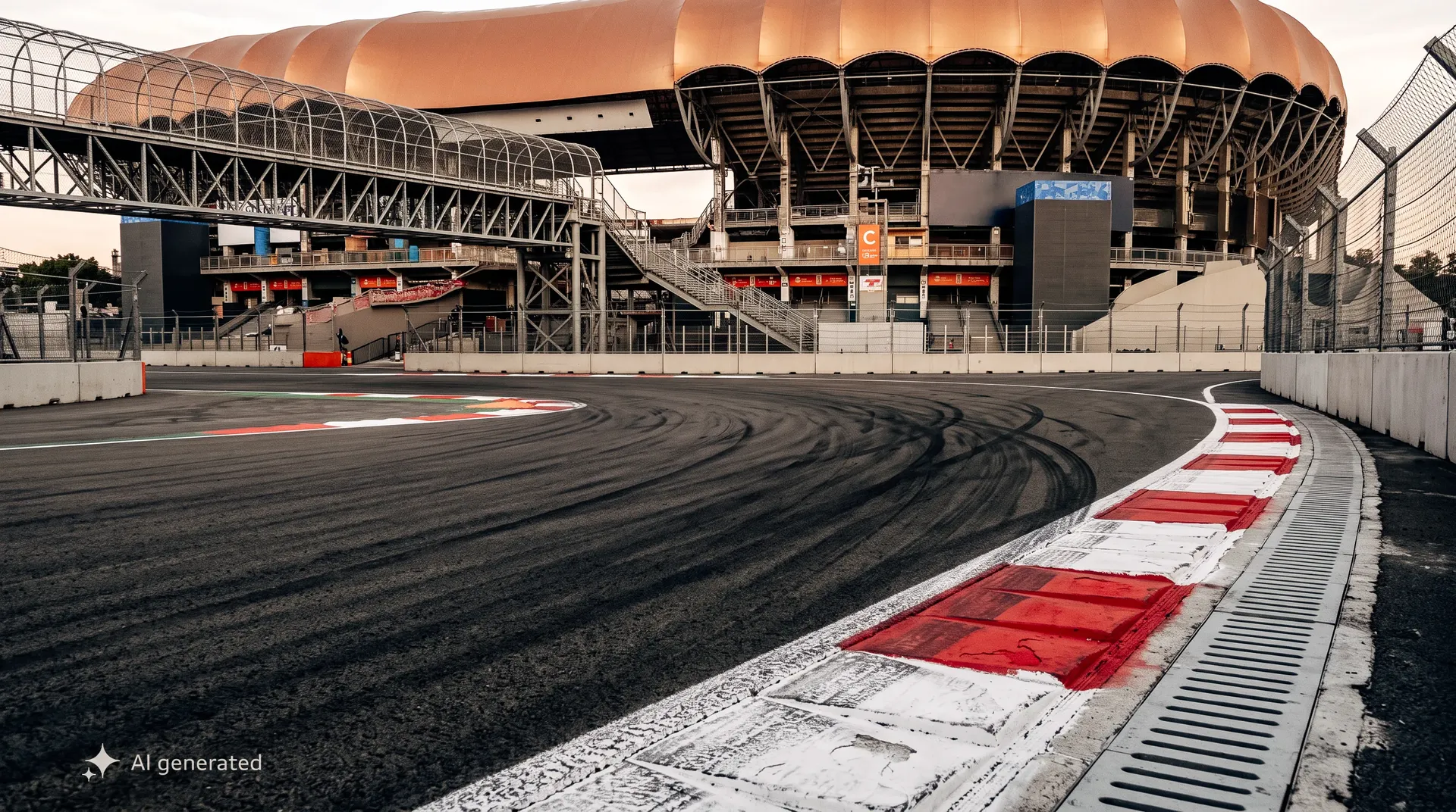 Fans filling the grandstands of the Foro Sol stadium section at Autodromo Hermanos Rodriguez in Mexico City