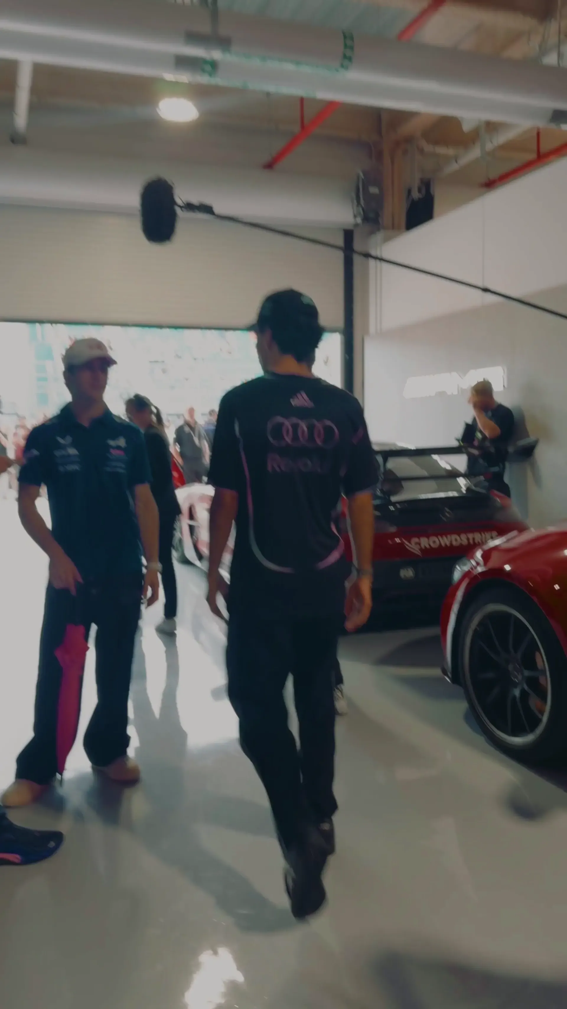 Nico Hulkenberg and Gabriel Bortoleto during the drivers parade at the 2026 Miami Grand Prix.