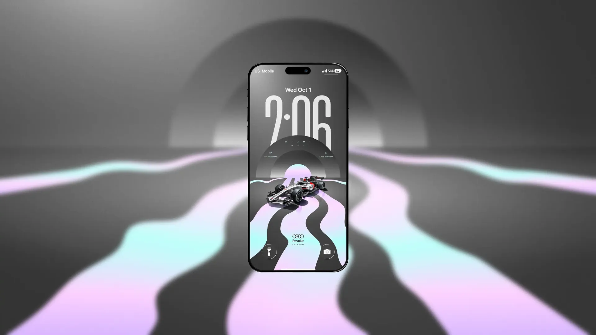 Limited edition Audi Revolut F1® Team Miami Wallpaper for mobile Mockup