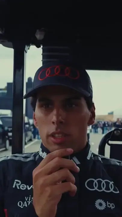 Gabriel Bortoleto speaks on camera about his day at Zandvoort, wearing Audi Revolut F1® Team kit