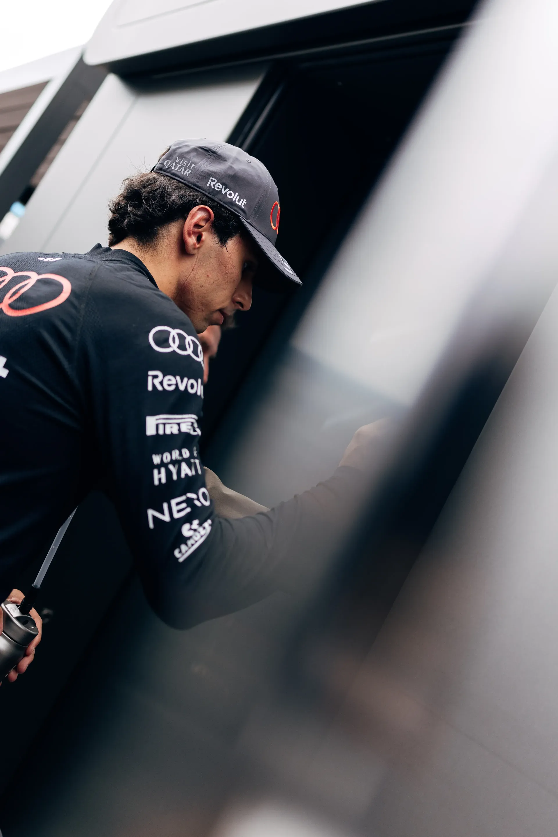 Gabriel Bortoleto in Audi Revolut F1® Team kit entering the garage at Zandvoort