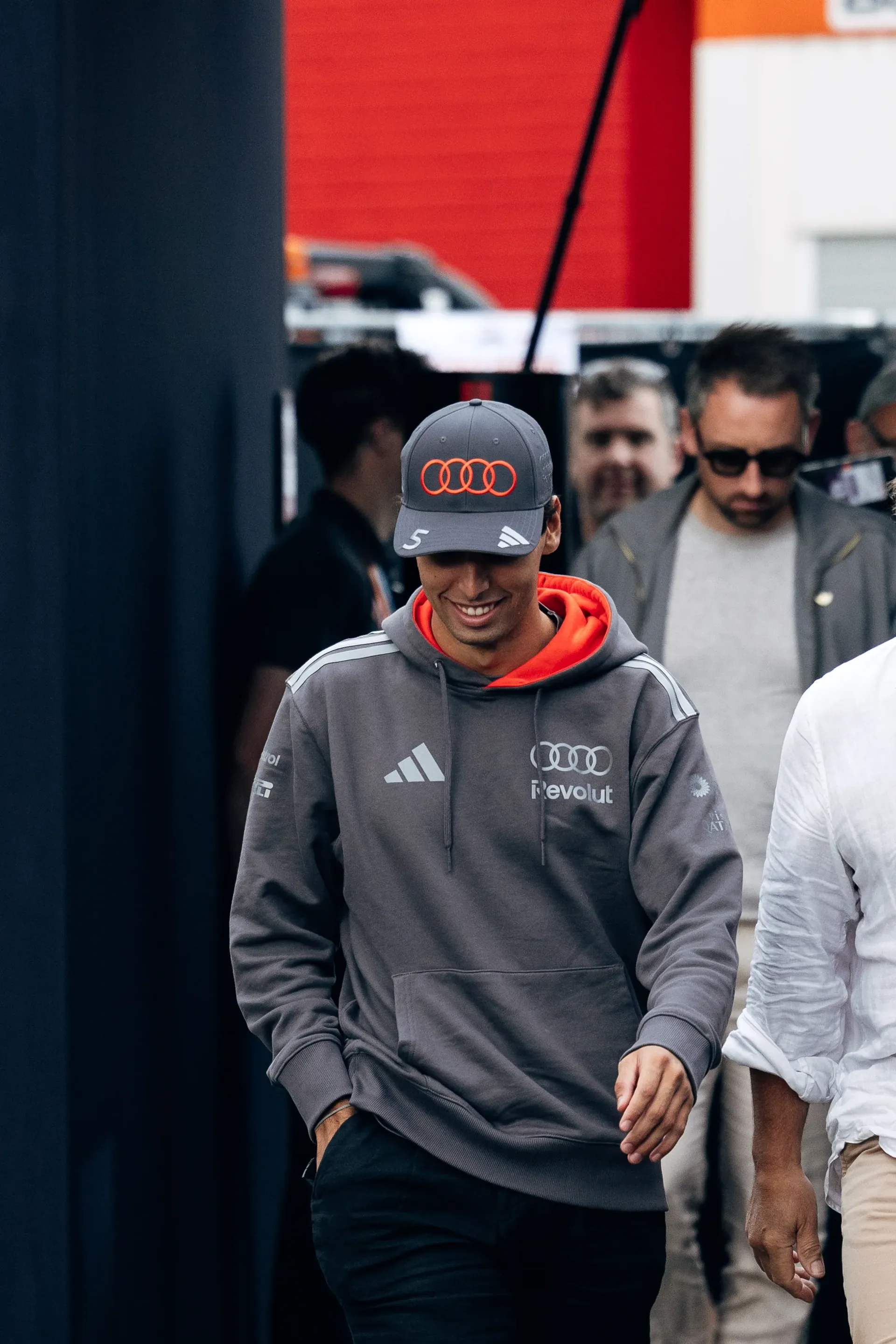 Gabriel Bortoleto walking through the paddock in Audi Revolut F1® Team kit at Zandvoort