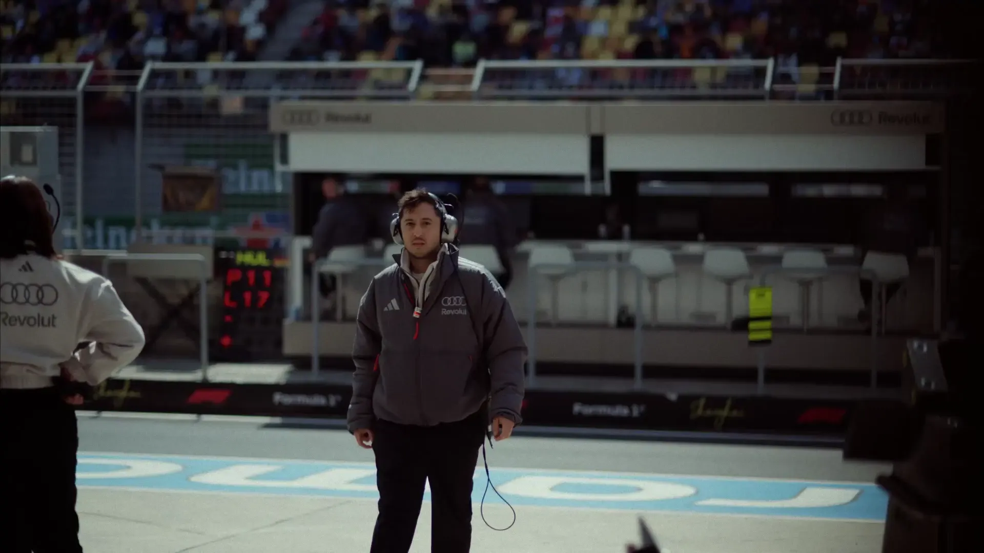 Engineer of the Audi Revolut F1® Team walking at the Chinese Grand Prix racetrack in Shanghai