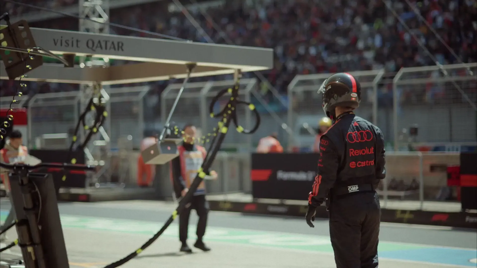 Pit Stop crew members of the Audi Revolut F1® Team at the Chinese Grand Prix racetrack in Shanghai waiting for the R26
