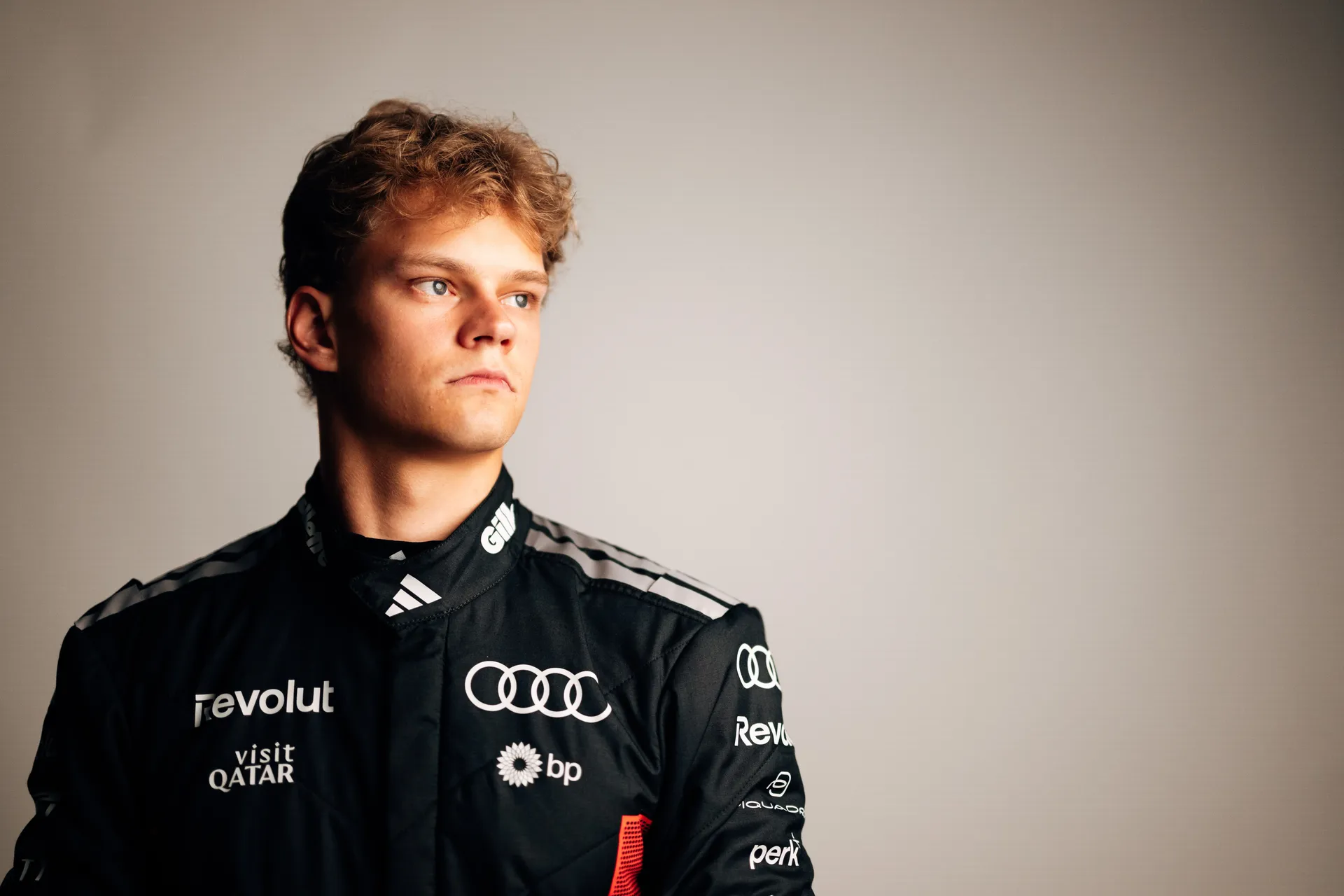 Portrait of Paul Aron, who will drive Free Practice sessions for Audi Revolut F1® Team in Barcelona and Spielberg during the 2026 Formula One season.