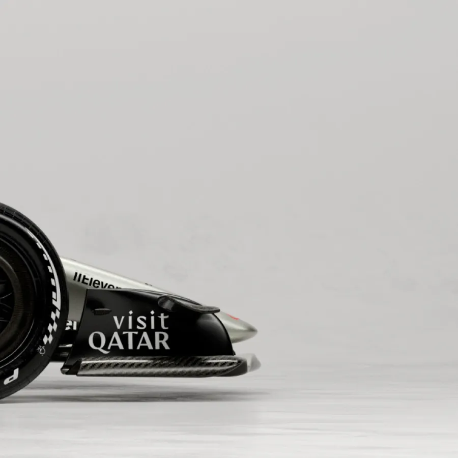 Detail close up side view of the Audi Revolute F1 Team R26 car in studio
