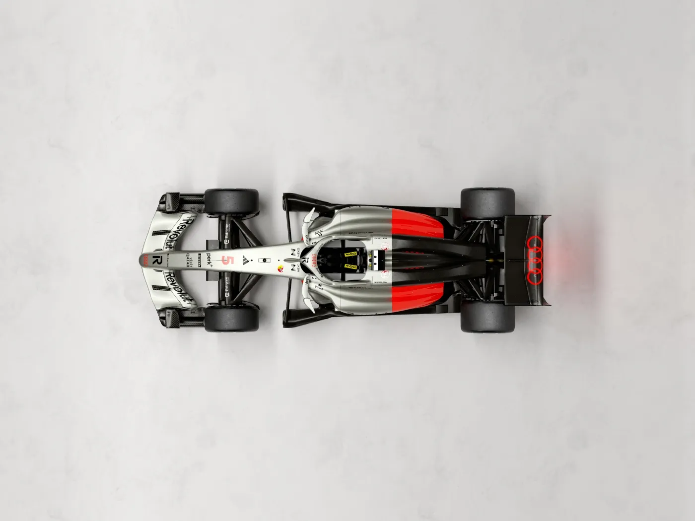 Top view of the Audi R26 in the studio