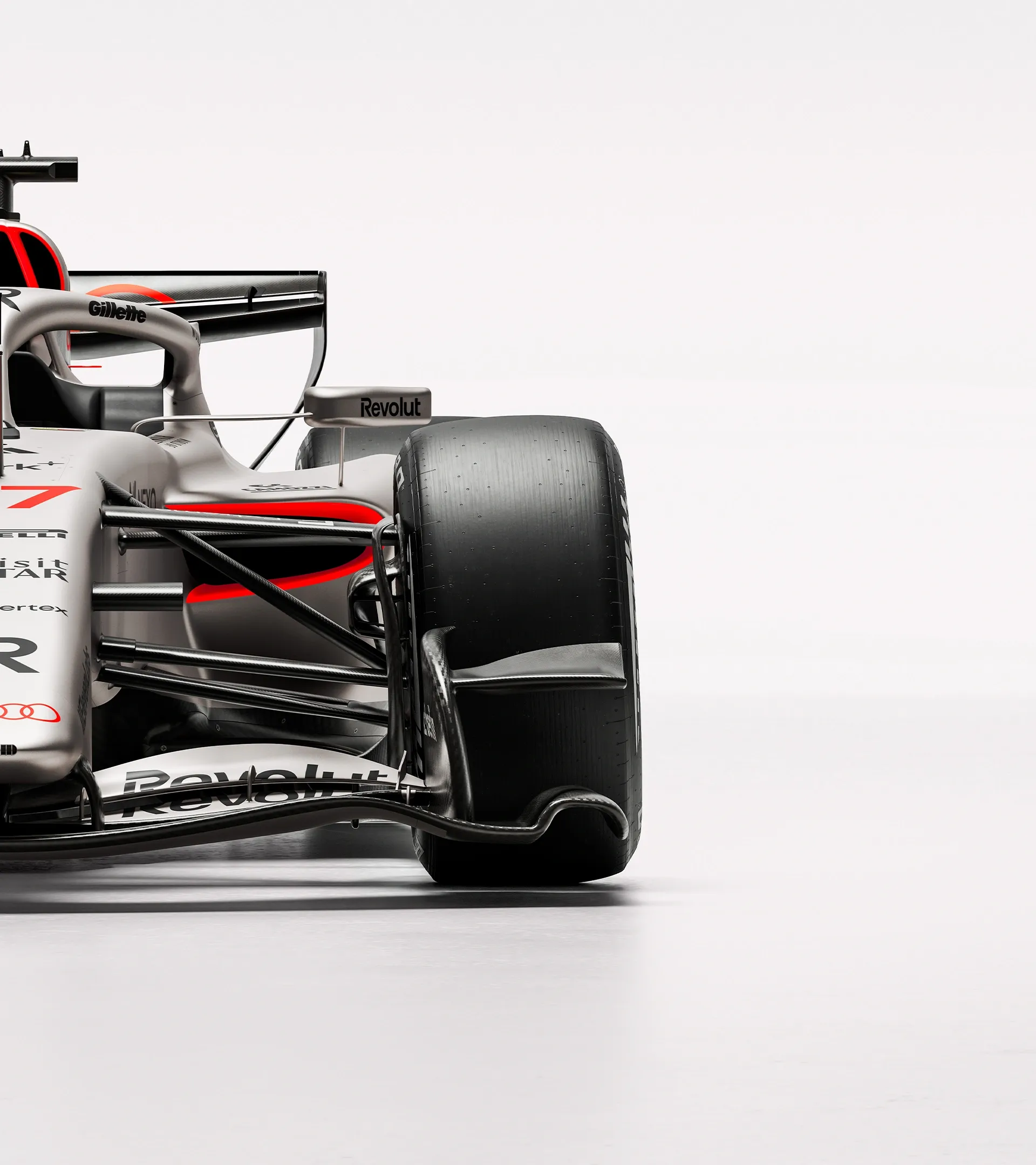 Shape and size Slimmer tyres and a reduced drag of the Audi Revolut F1® Team car in the studio