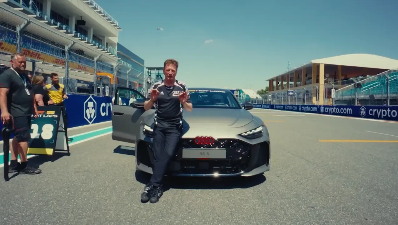 Audi Revolut F1® Team racing director Allan McNish on a hot lap in the new Audi RS 5 Sedan