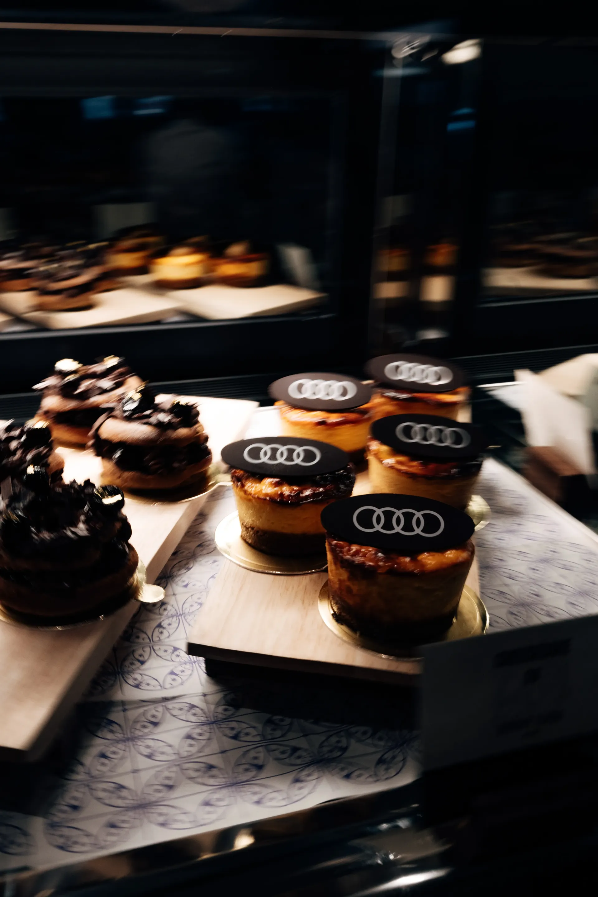 Audi-branded pastries displayed at Burnt Ends Bakery