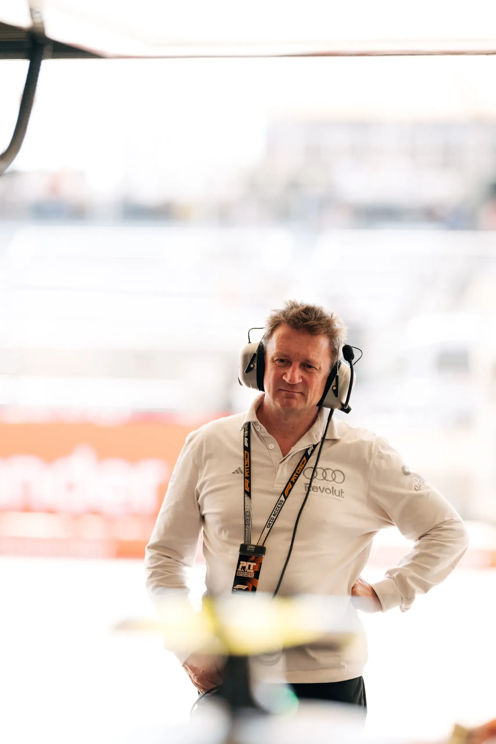 Audi Revolut F1® Team Racing Director Allan McNish watching from the garage at the United States Grand Prix