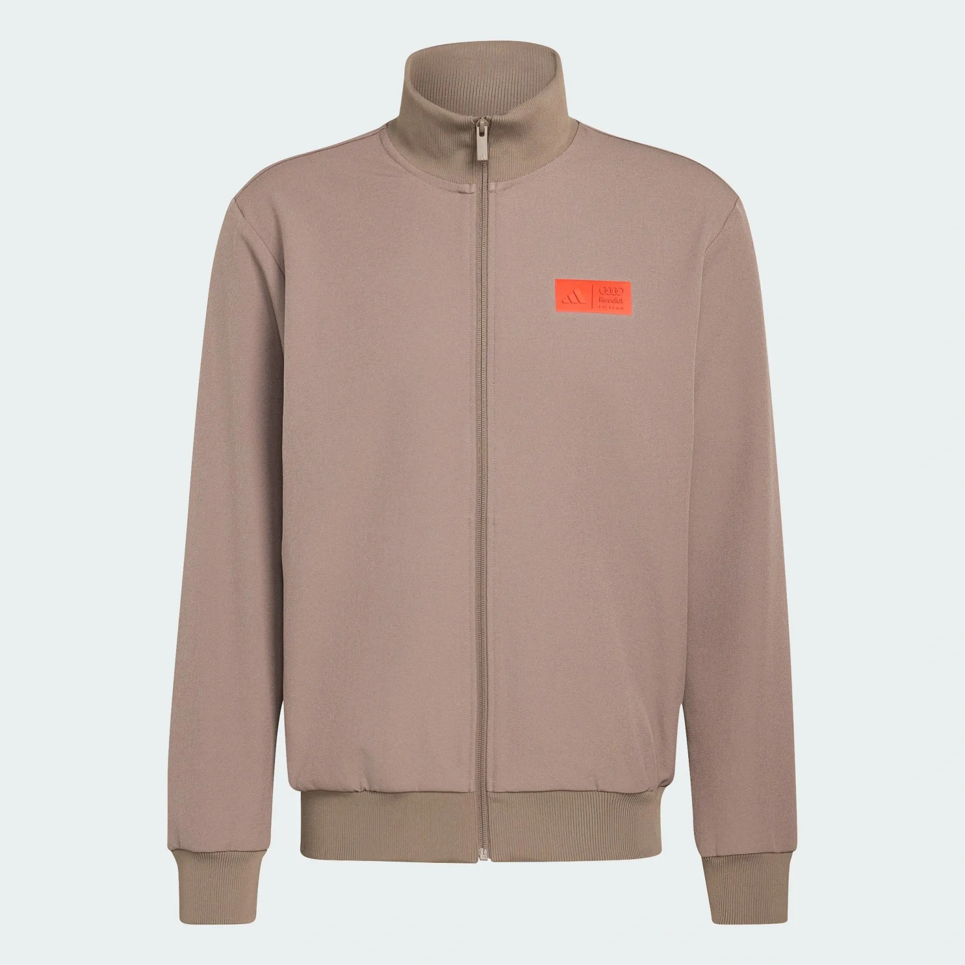 Front shot of the first adidas x Audi Revolut F1® Team collection track top in the Studio
