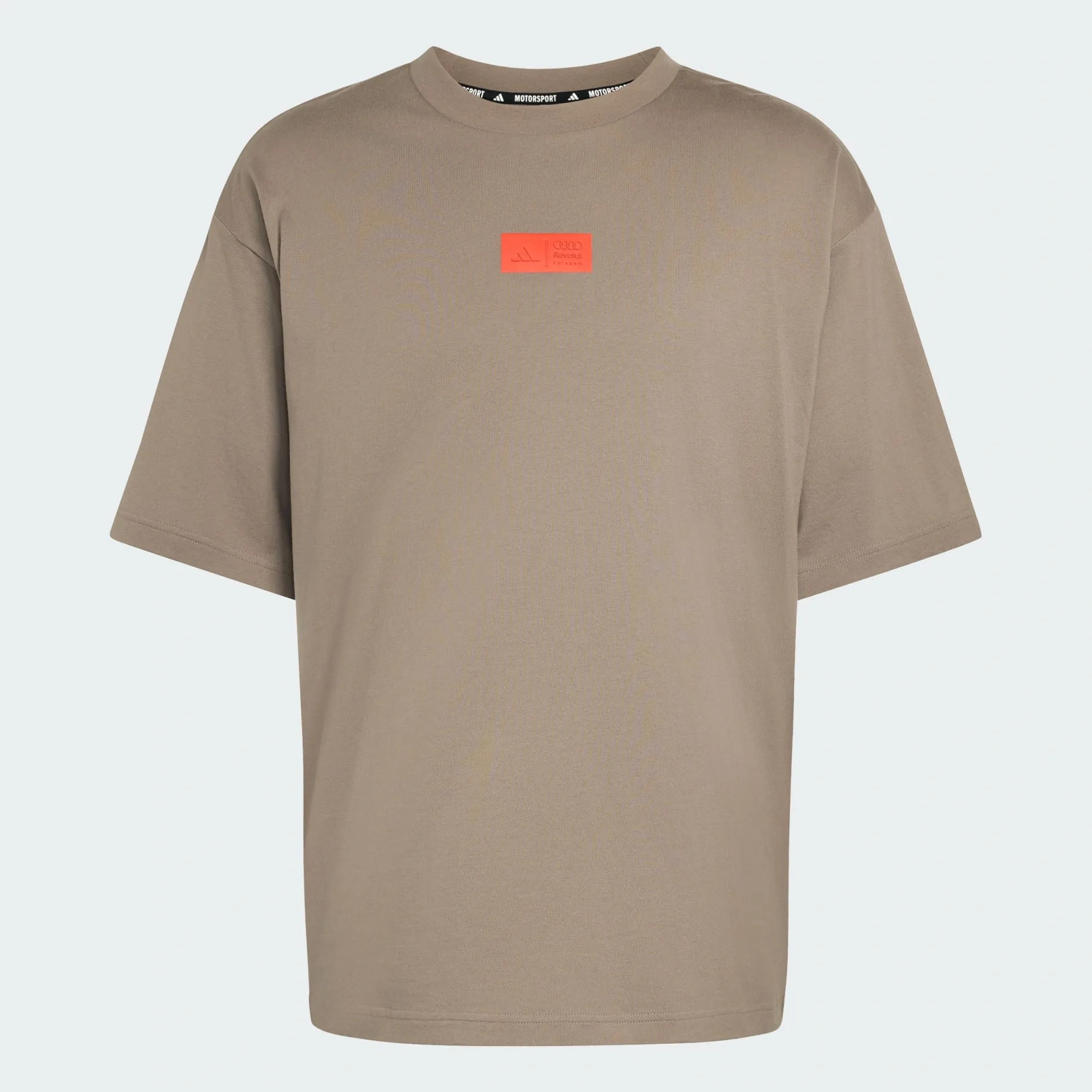 Front shot of the first adidas x Audi Revolut F1® Team graphic 1 tee in the Studio