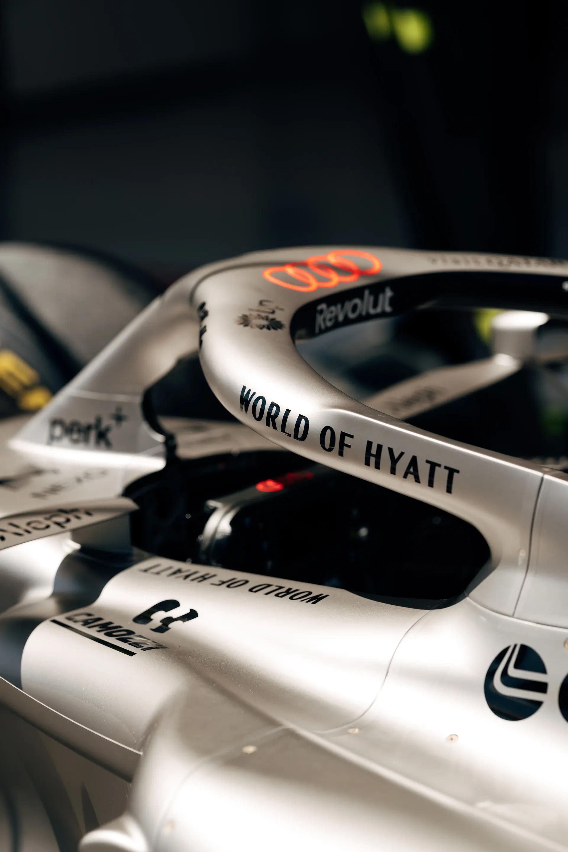 Side close up of the  Audi Revolut F1® Team car Audi R26 cockpit