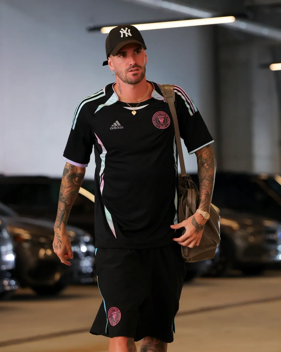 Inter Miami CF players arriving arrive for gameday in limited-edition adidas x Audi Revolut F1®Team kit