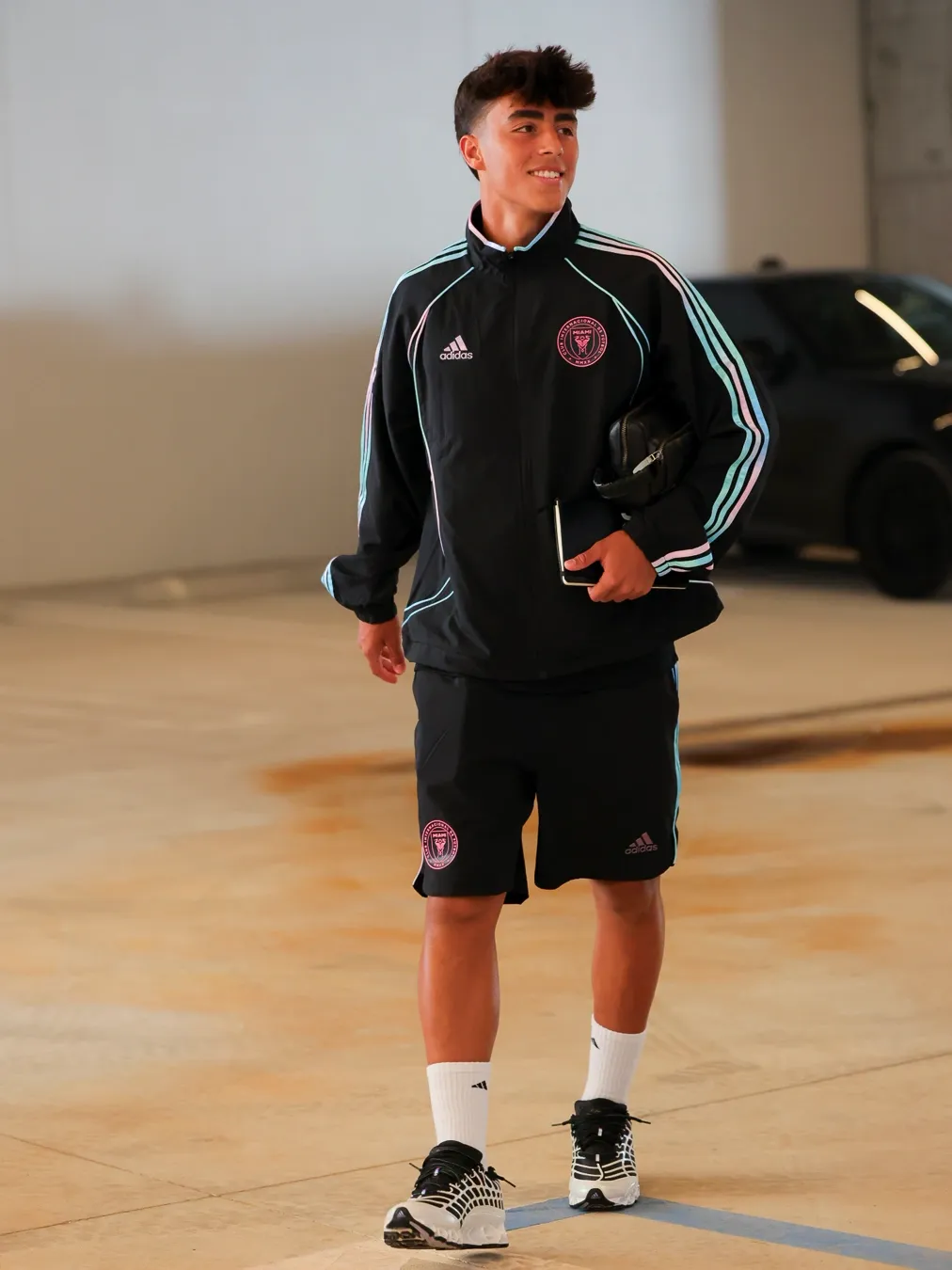 Inter Miami CF players arriving arrive for gameday in limited-edition adidas x Audi Revolut F1®Team kit