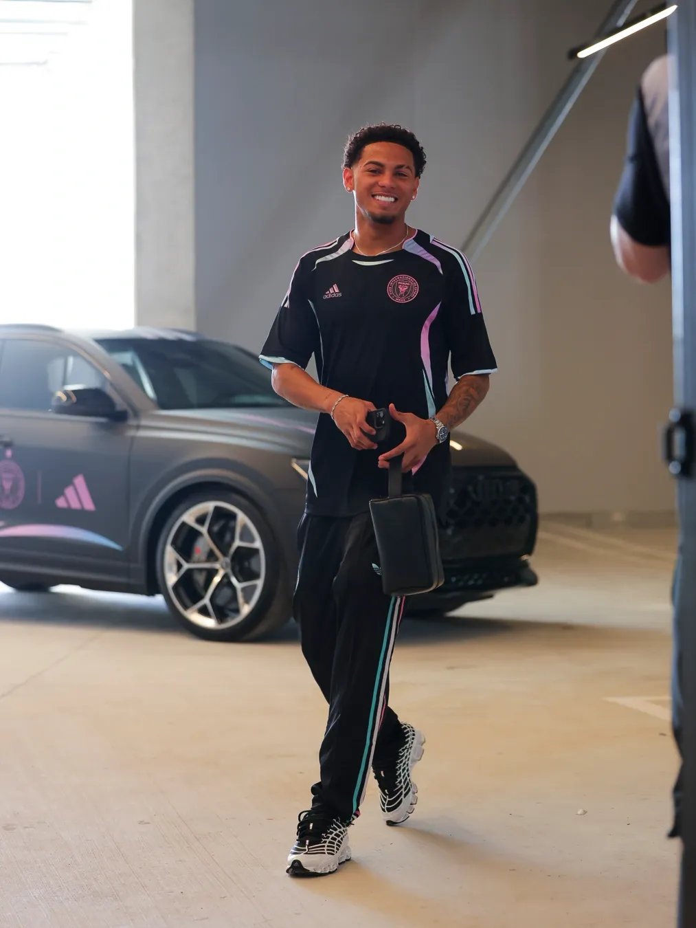 Inter Miami CF players arriving arrive for gameday in limited-edition adidas x Audi Revolut F1®Team kit