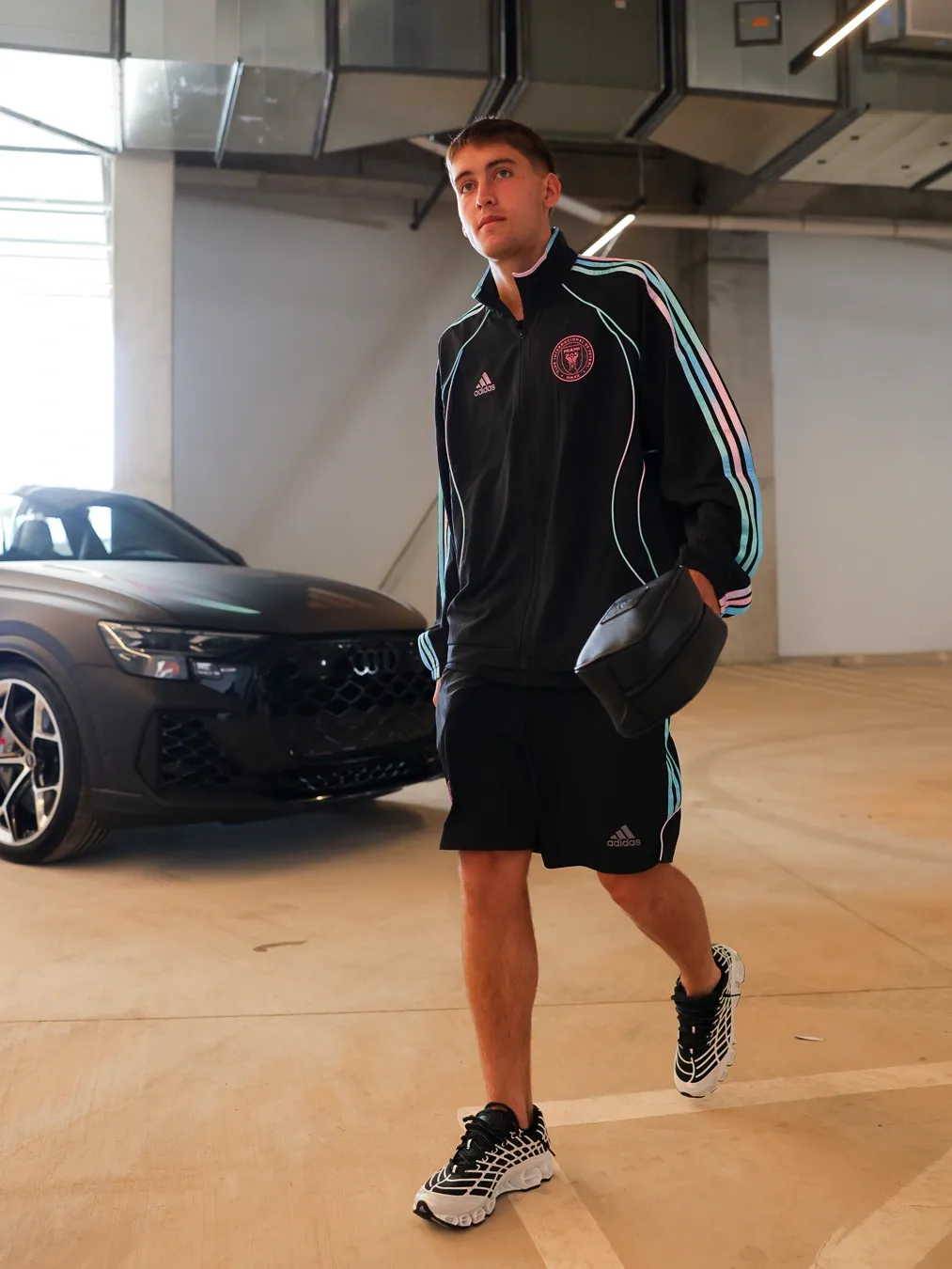 Inter Miami CF players arriving arrive for gameday in limited-edition adidas x Audi Revolut F1®Team kit