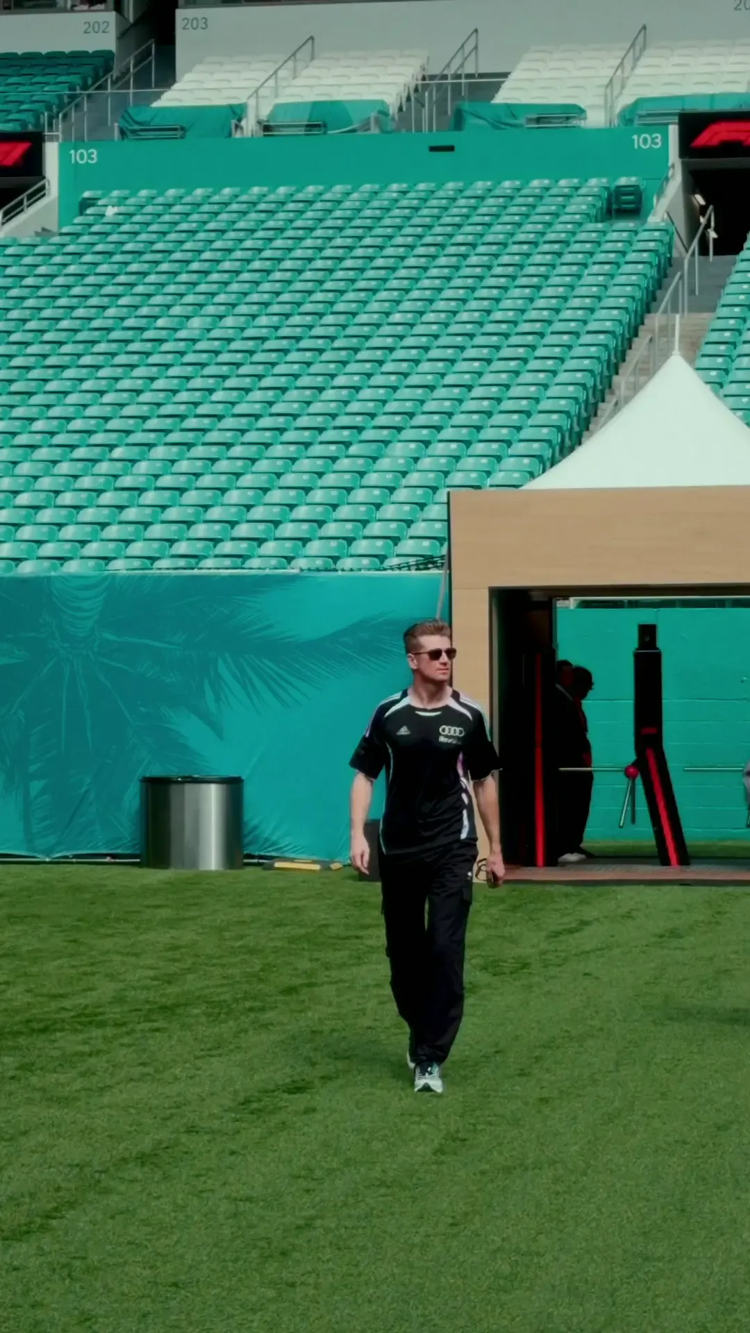 Nico Hulkenbereg driver of the Audi Revolut F1® Team arriving at Miami arena