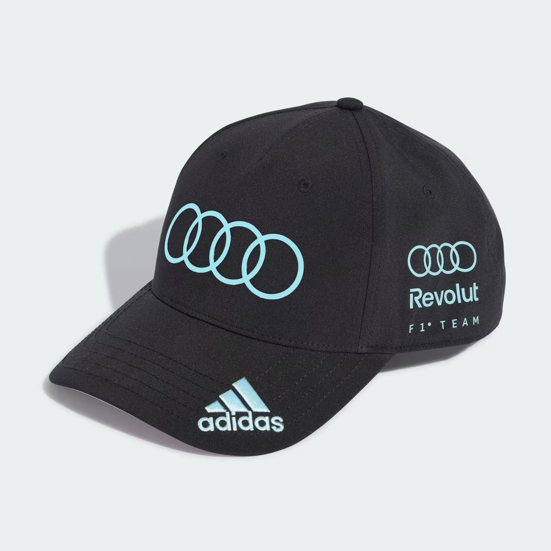 Front view of the adidas and Audi Revolut F1® Team Miami collection cap in the studio