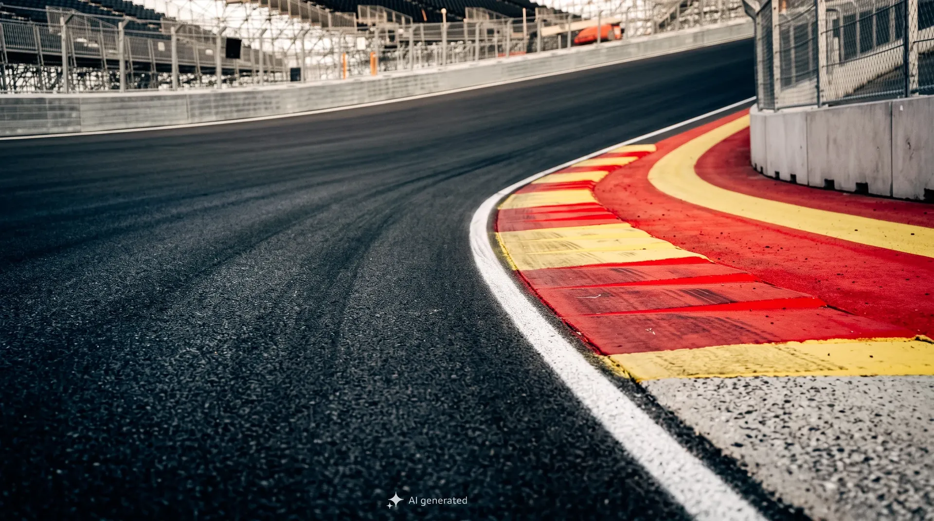 Close-up of the Madring circuit with red and yellow kerbs