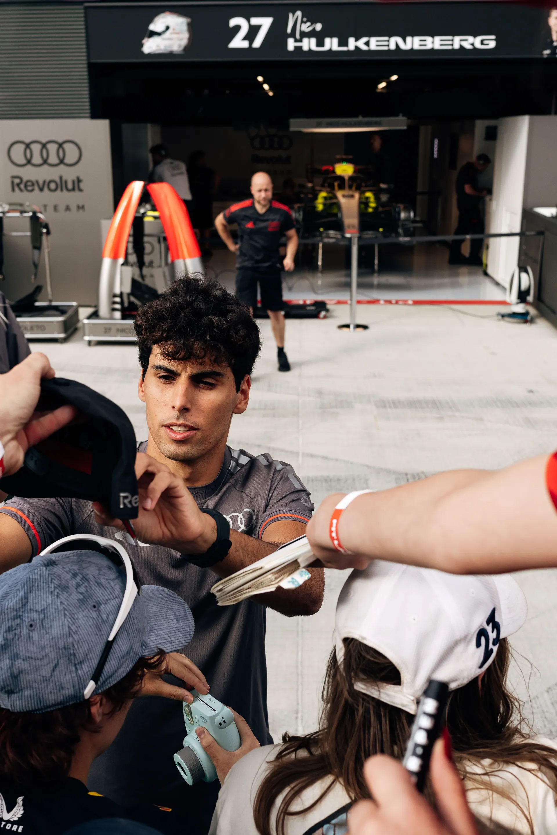 Audi Revolut F1® Team driver Gabriel Bortoleto meeting fans and signing autographs